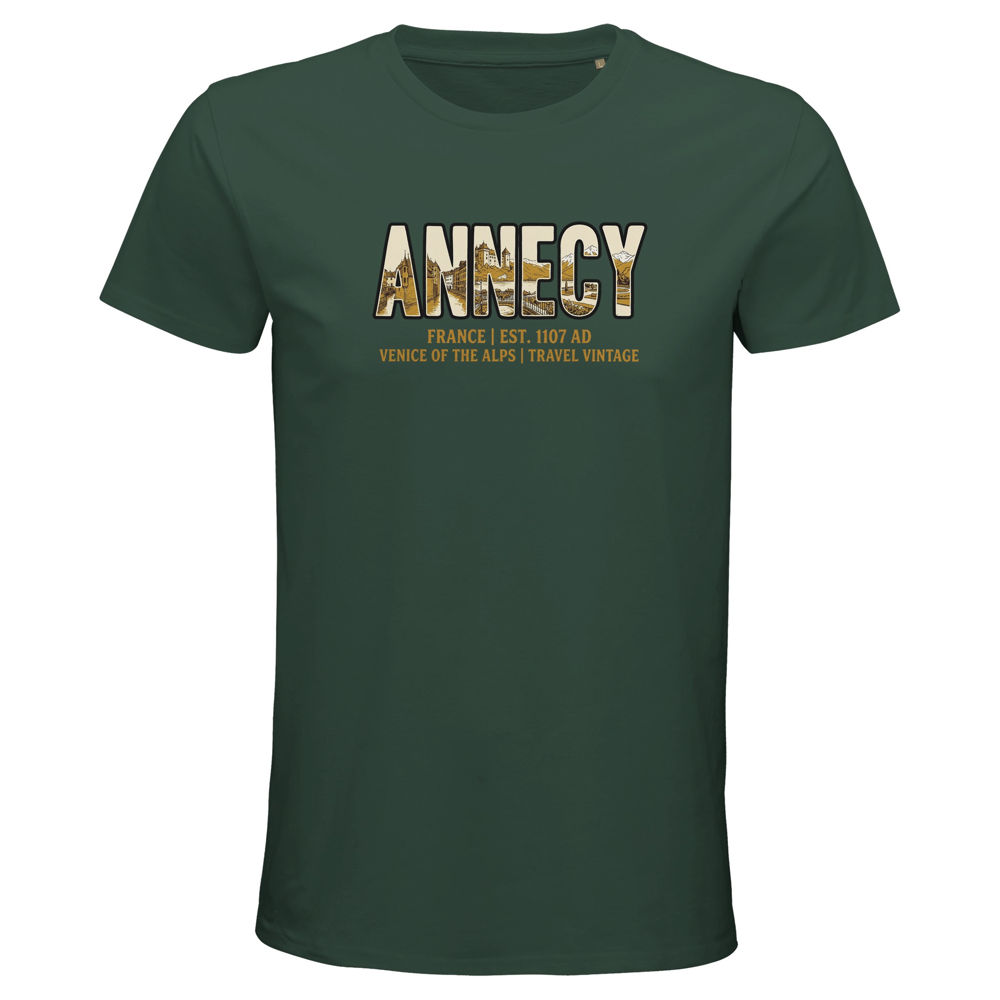 T-shirt Annecy homme bio ajusté ville des Alpes T-shirt Annecy homme bio ajusté ville des Alpes
