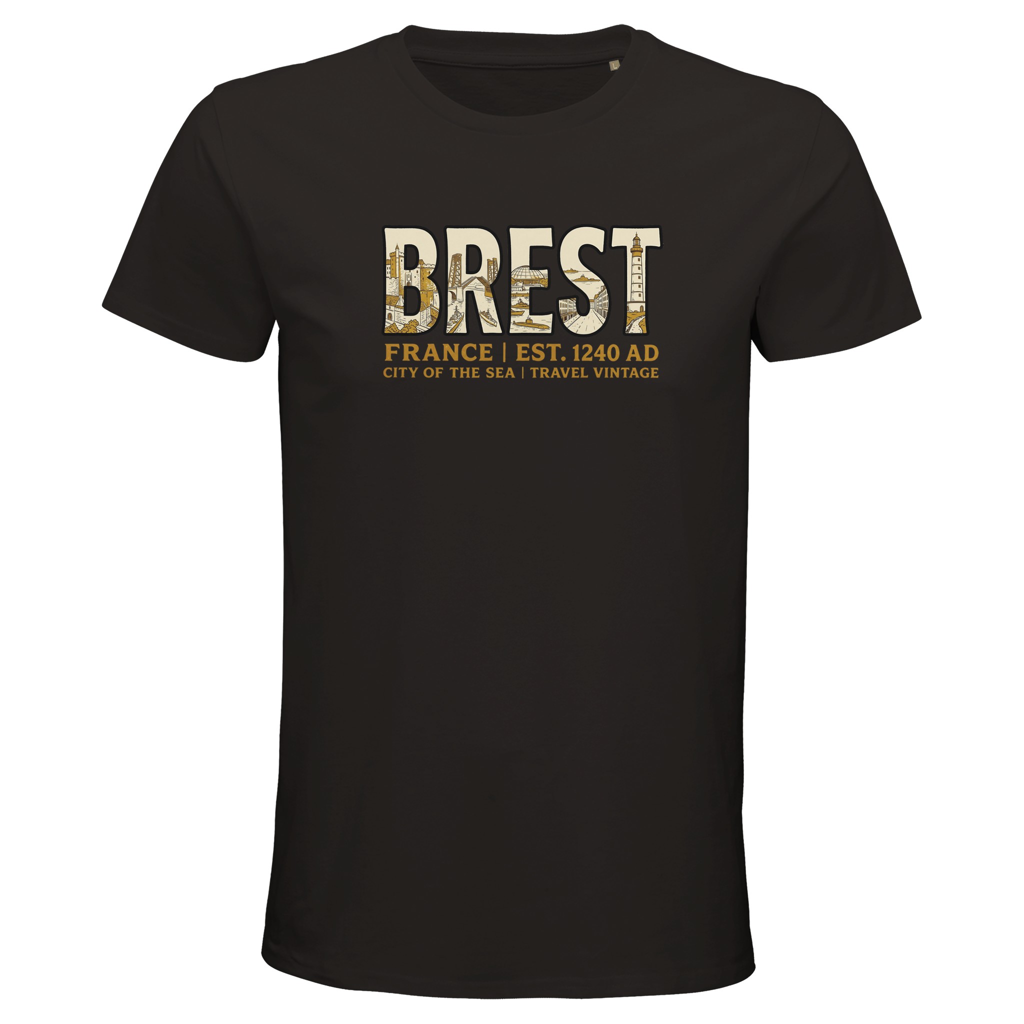 T-shirt Brest homme bio ajusté ville maritime T-shirt Brest homme bio ajusté ville maritime