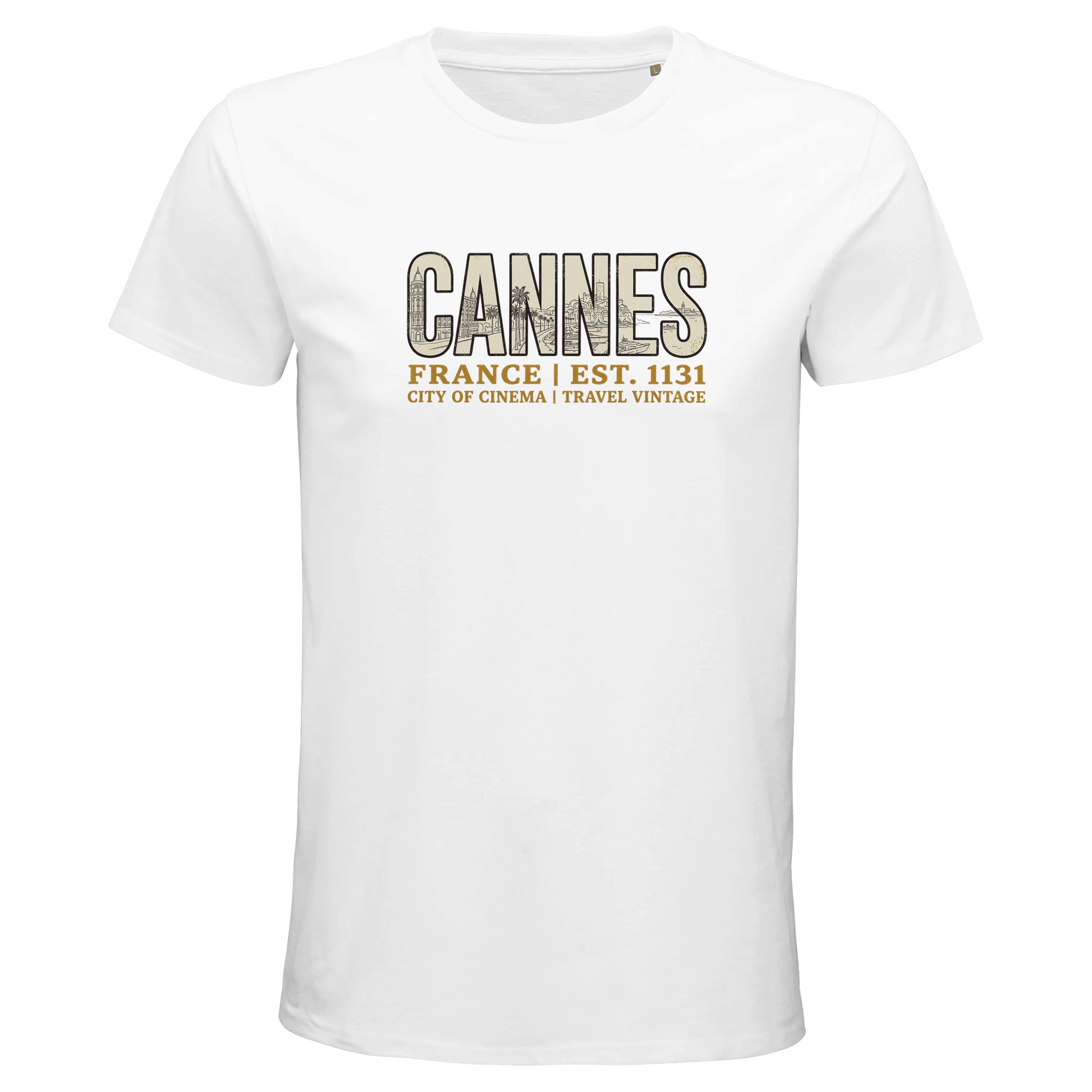 T-shirt Cannes homme bio ajusté ville Côte dAzur T-shirt Cannes homme bio ajusté ville Côte dAzur