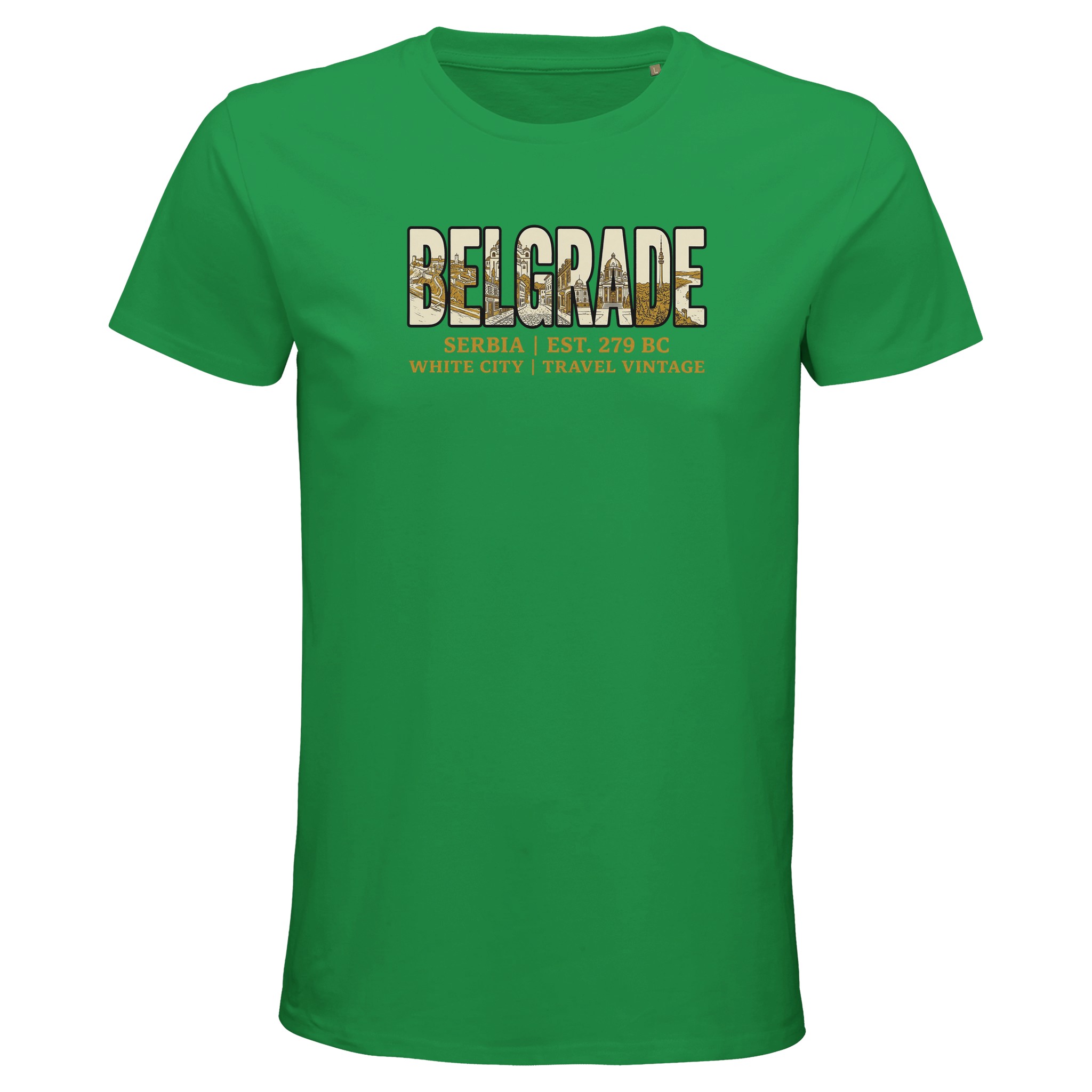 T-shirt Belgrade homme bio ajusté blanc T-shirt Belgrade homme bio ajusté blanc, coloris Kelly Vert