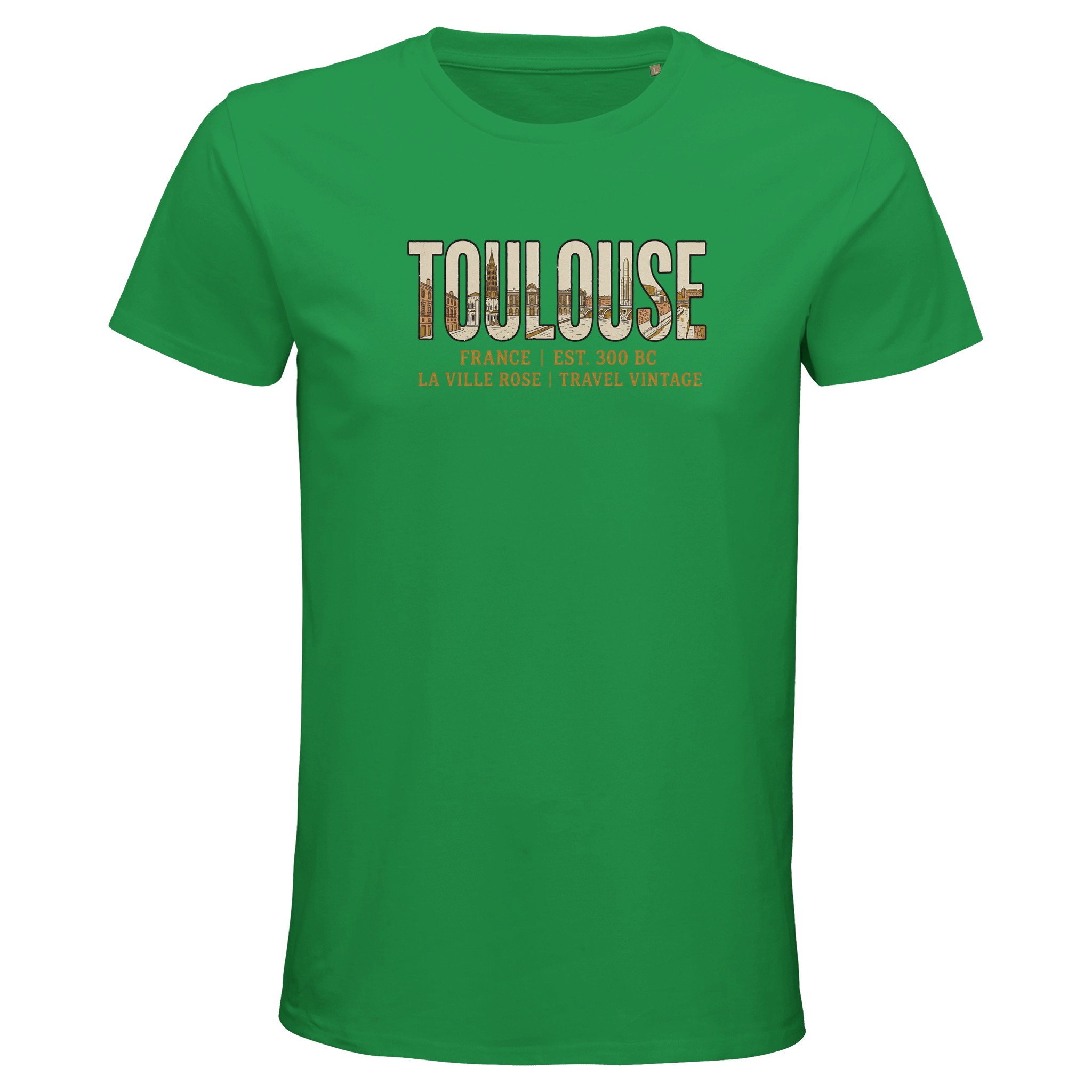 T-shirt Toulouse homme bio ajusté ville rose T-shirt Toulouse homme bio ajusté ville rose