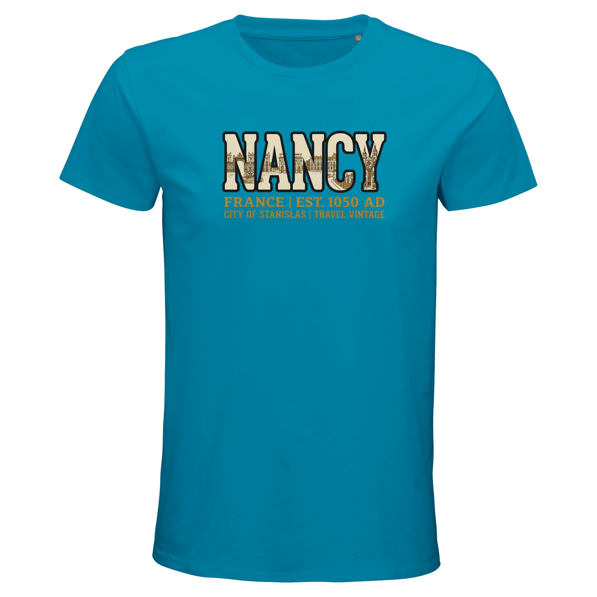 T-shirt Nancy homme bio ajusté ville française T-shirt Nancy homme bio ajusté ville française