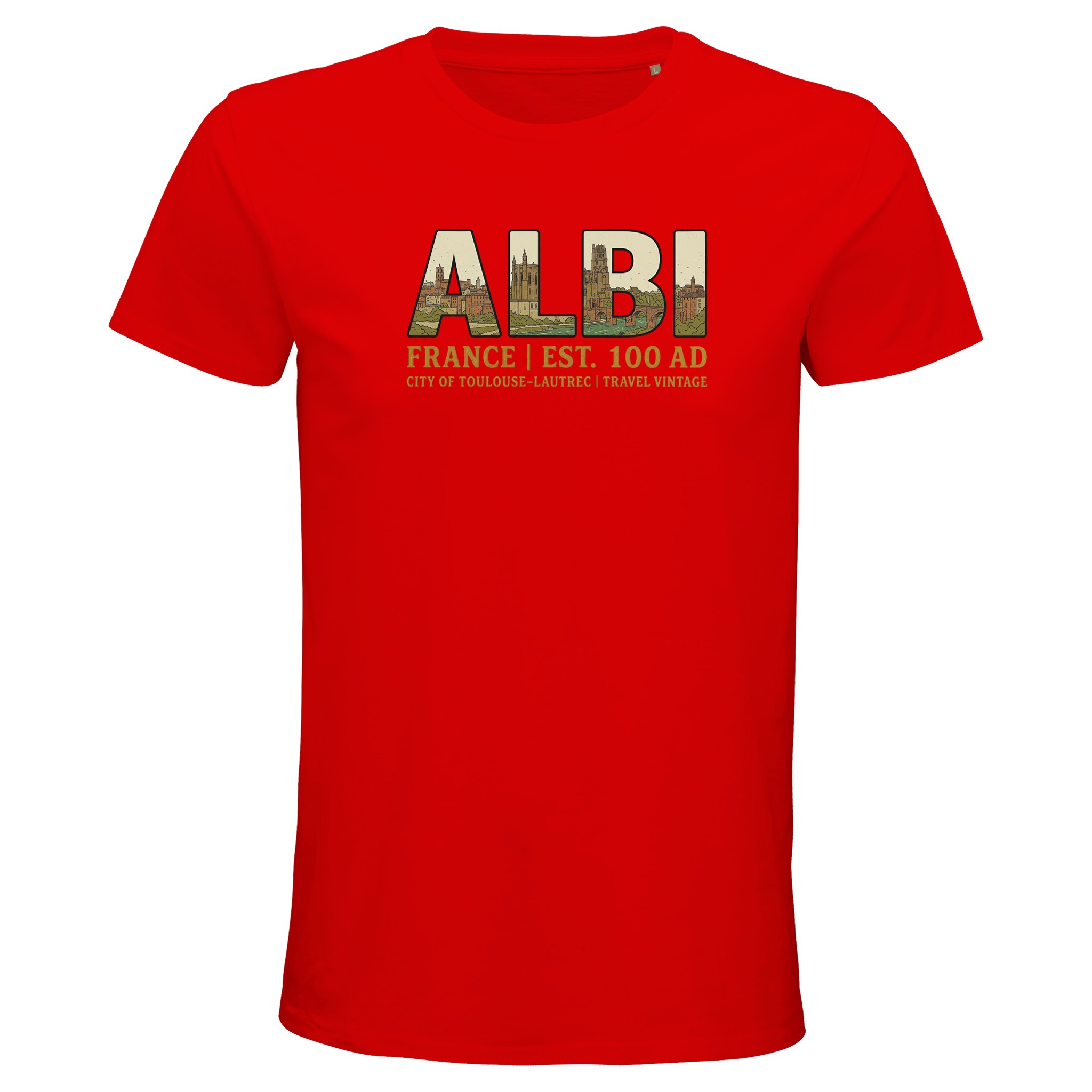T-shirt Albi homme bio ajusté ville rose du Tarn T-shirt Albi homme bio ajusté ville rose du Tarn