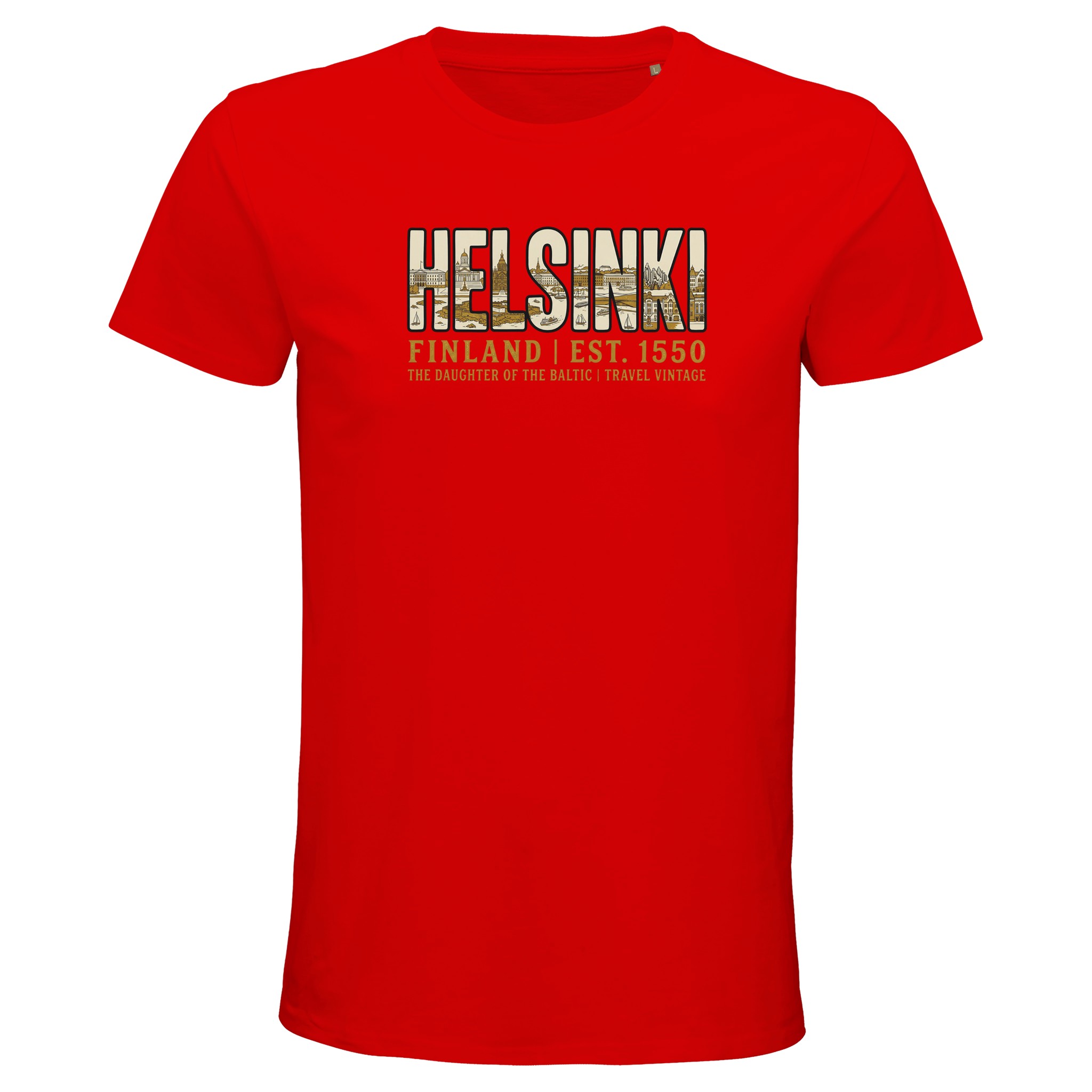 T-shirt Helsinki homme bio ajusté Finlande T-shirt Helsinki homme bio ajusté Finlande, coloris Bright Red