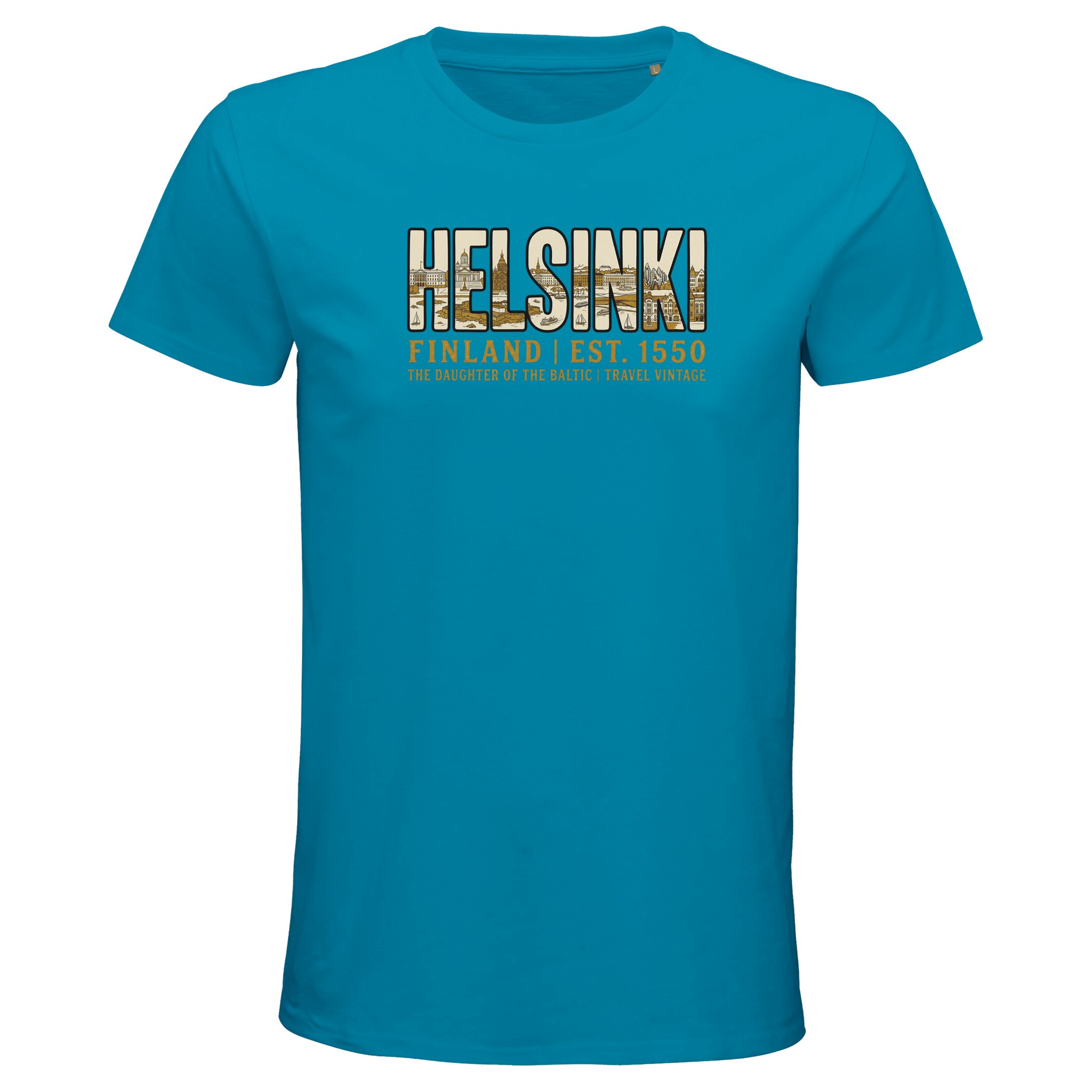 T-shirt Helsinki homme bio ajusté Finlande T-shirt Helsinki homme bio ajusté Finlande, coloris Aqua