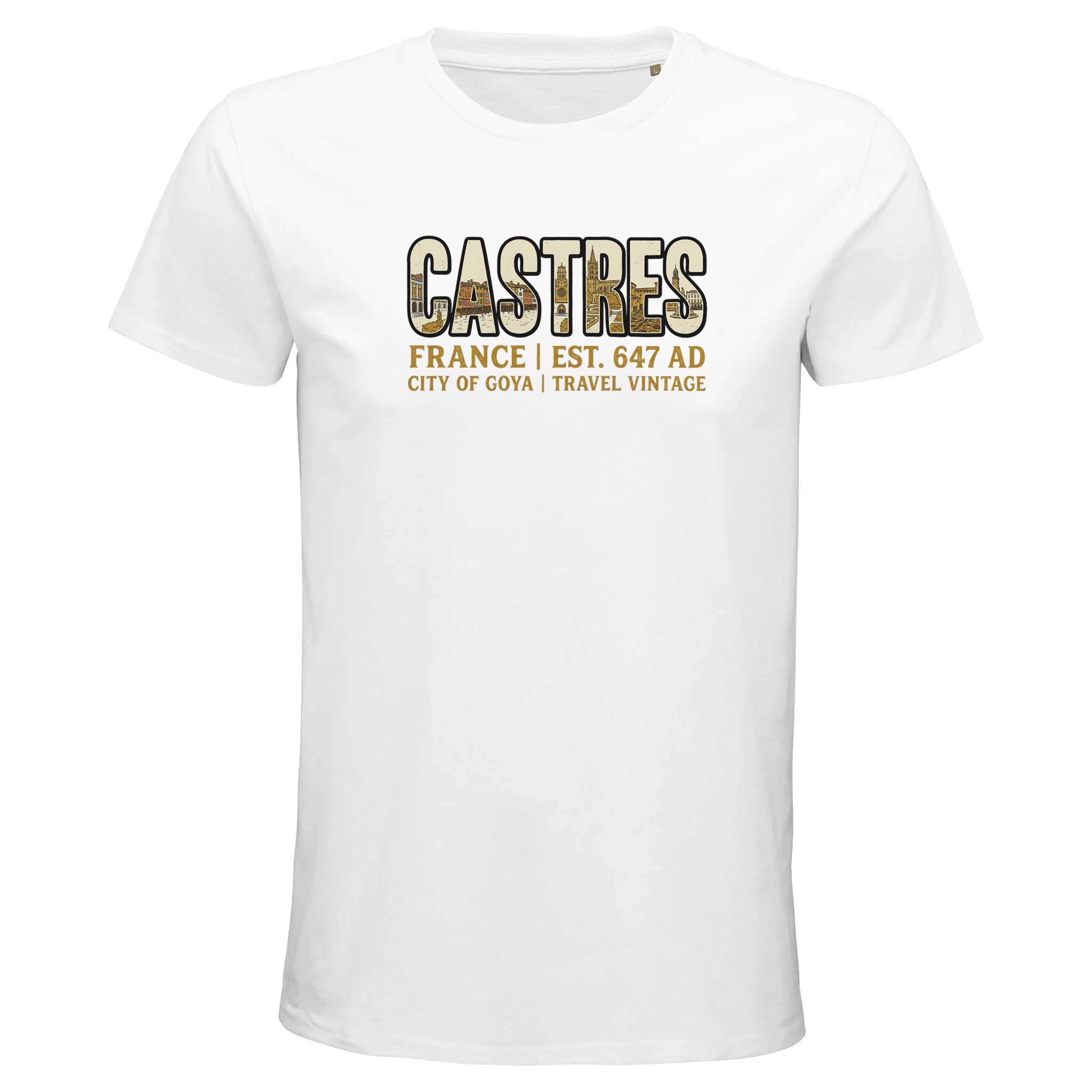 T-shirt Castres homme bio ajusté ville française T-shirt Castres homme bio ajusté ville française