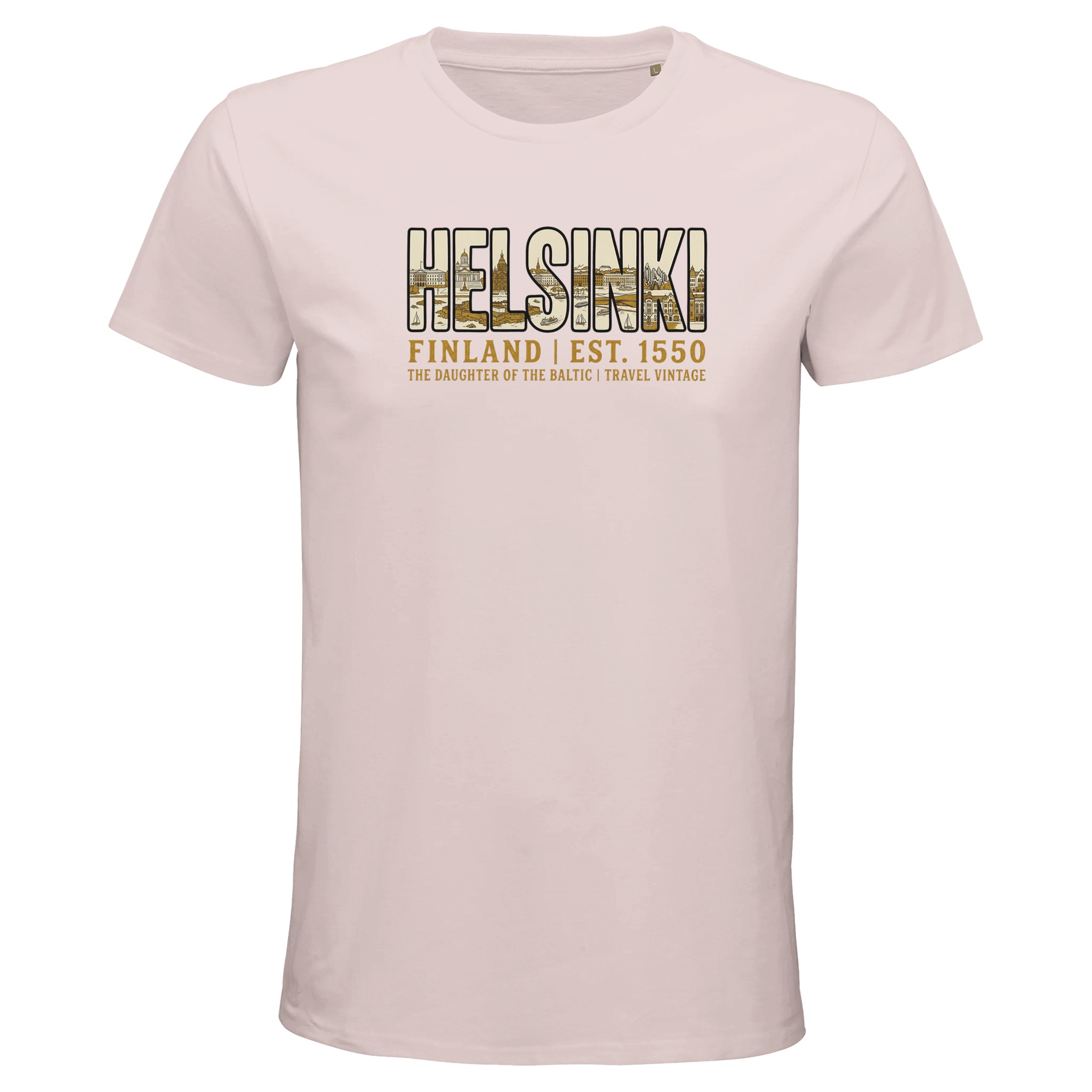 T-shirt Helsinki homme bio ajusté Finlande T-shirt Helsinki homme bio ajusté Finlande, coloris Pale Pink