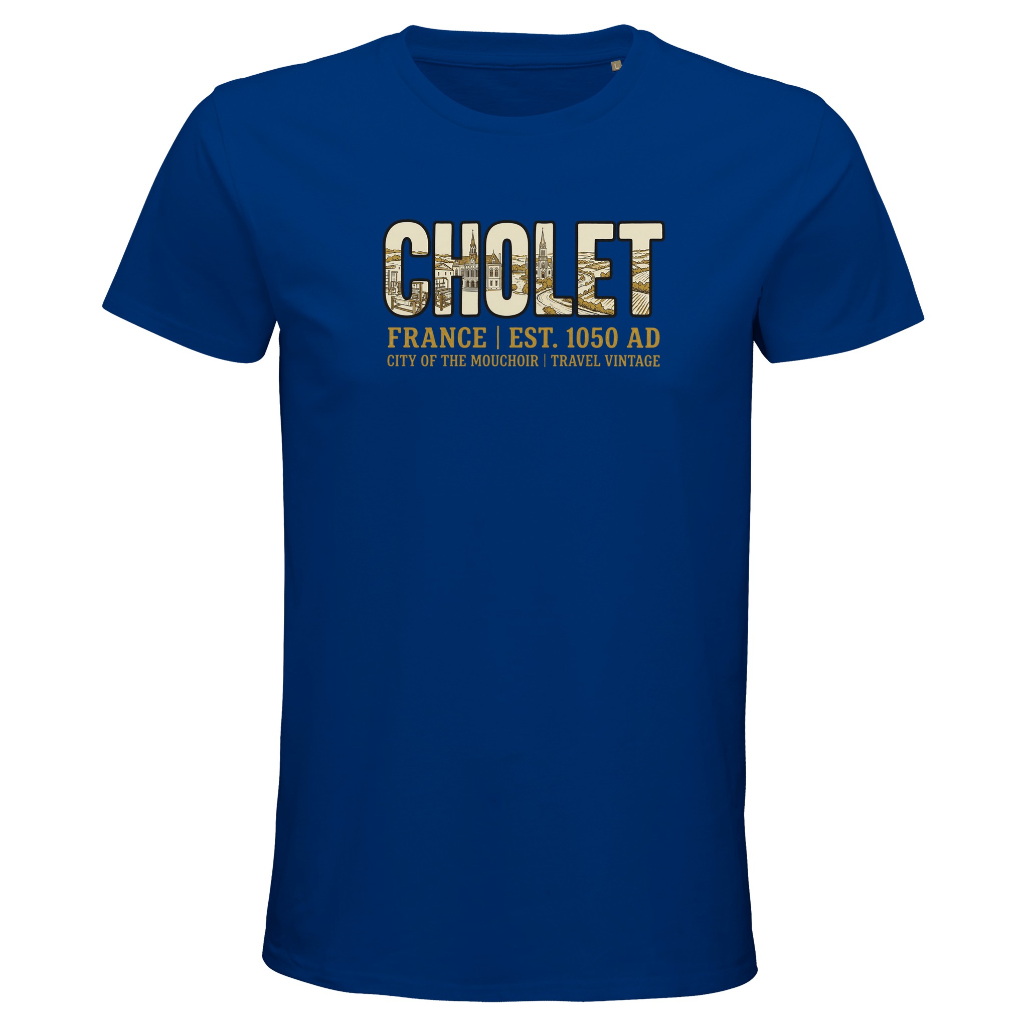 T-shirt Cholet homme bio ajusté ville vintage T-shirt Cholet homme bio ajusté ville vintage