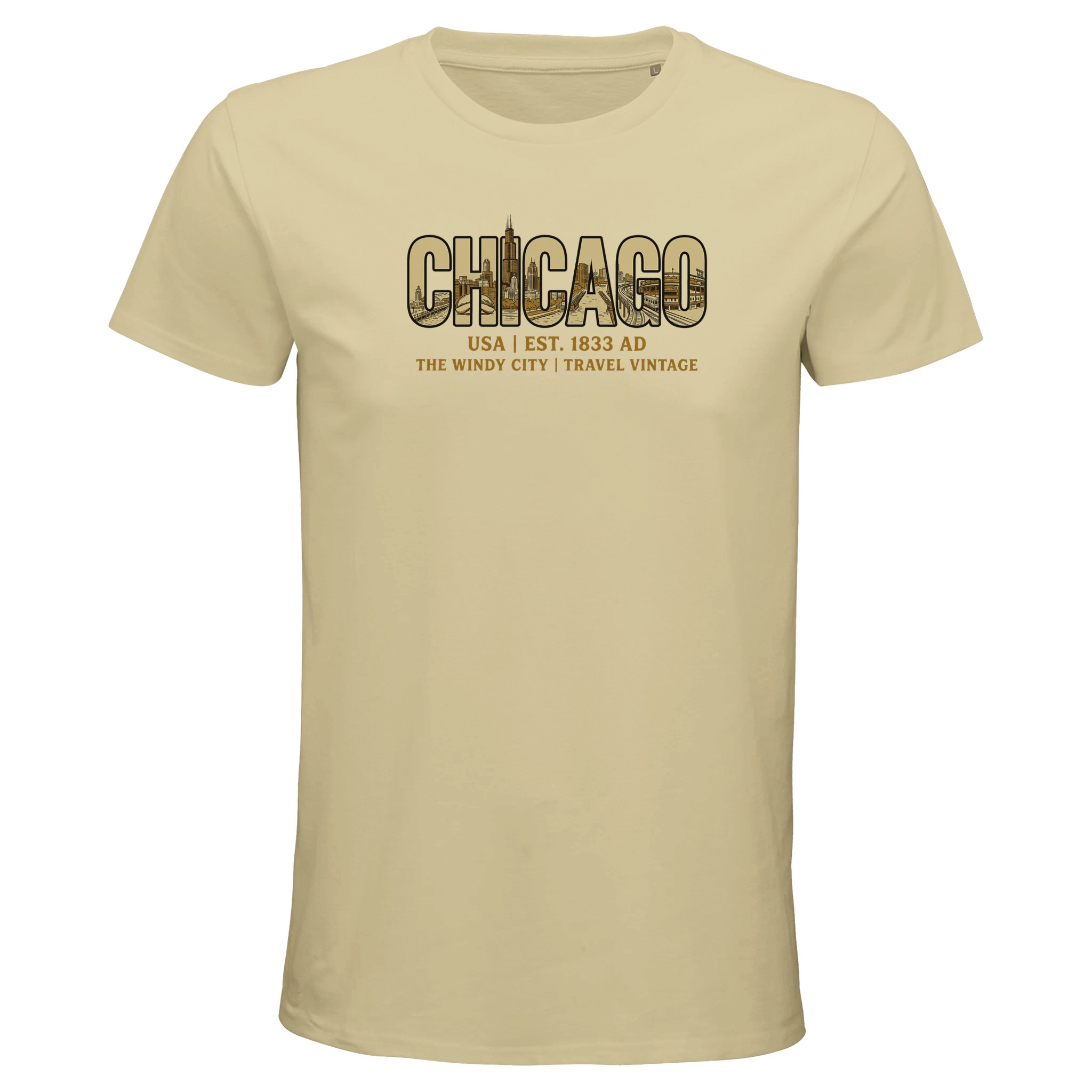 T-shirt Chicago homme bio ajusté T-shirt Chicago homme bio ajusté, coloris Natural