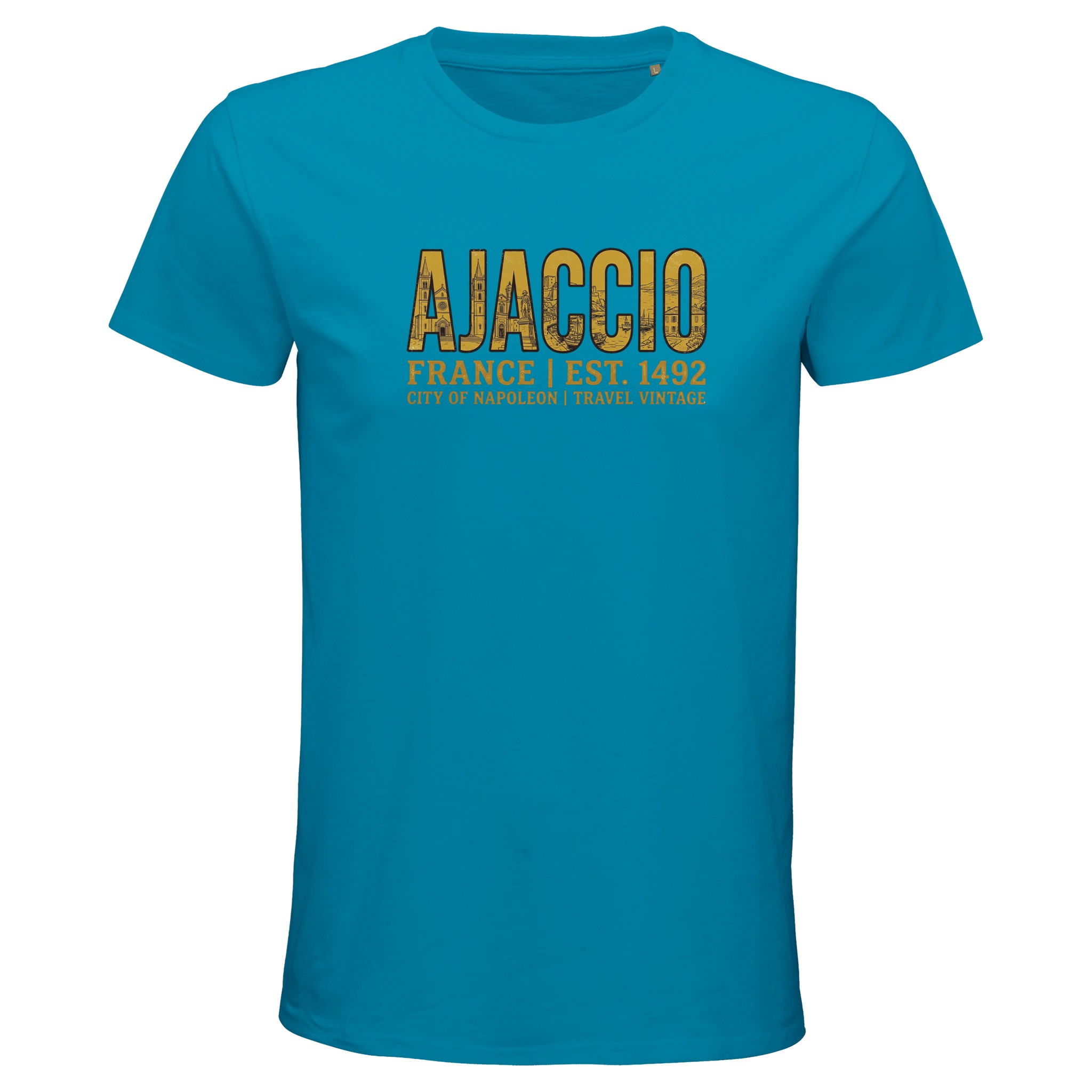 T-shirt Ajaccio homme bio ajusté ville Corse T-shirt Ajaccio homme bio ajusté ville Corse