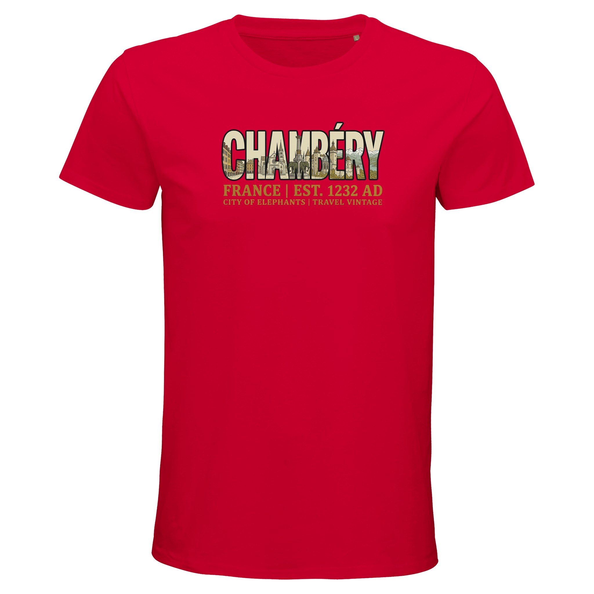 T-shirt Chambéry homme bio ajusté ville des Éléphants T-shirt Chambéry homme bio ajusté ville des Éléphants