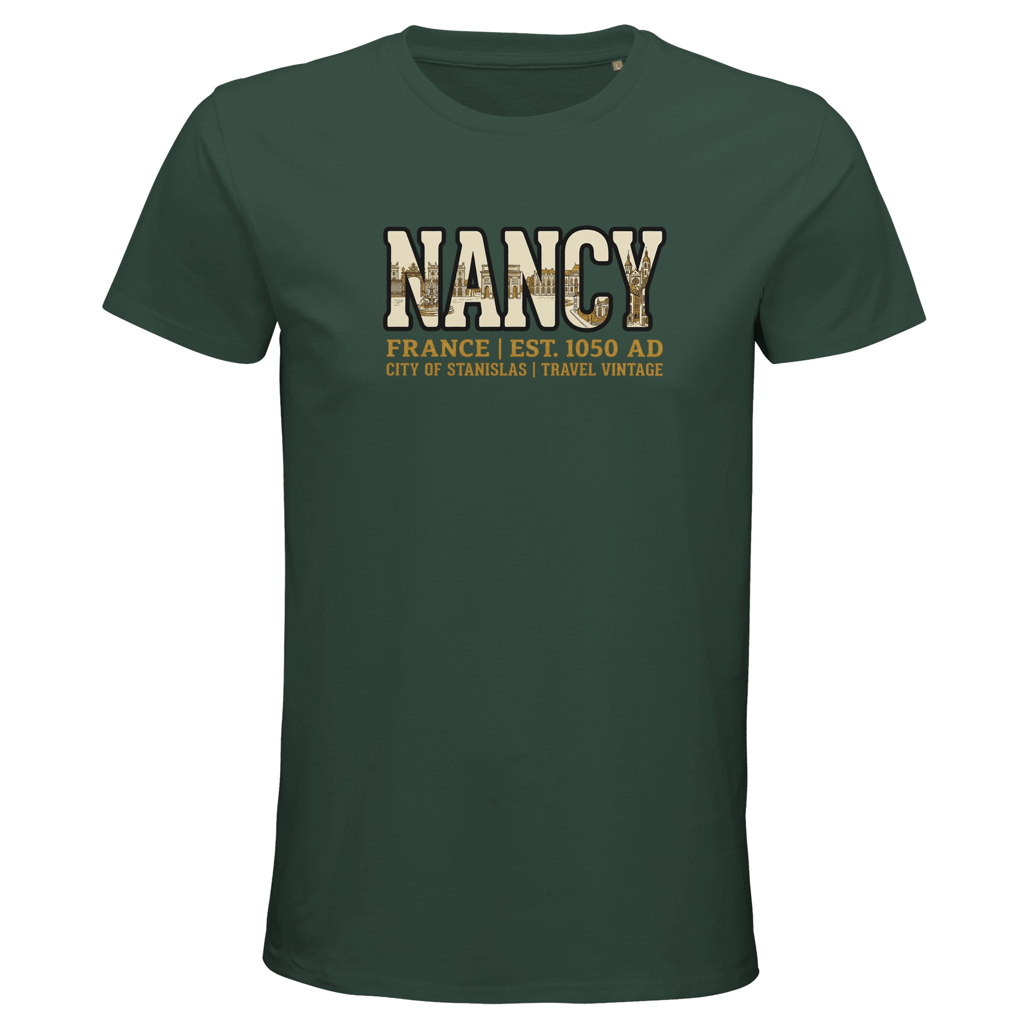 T-shirt Nancy homme bio ajusté ville française T-shirt Nancy homme bio ajusté ville française