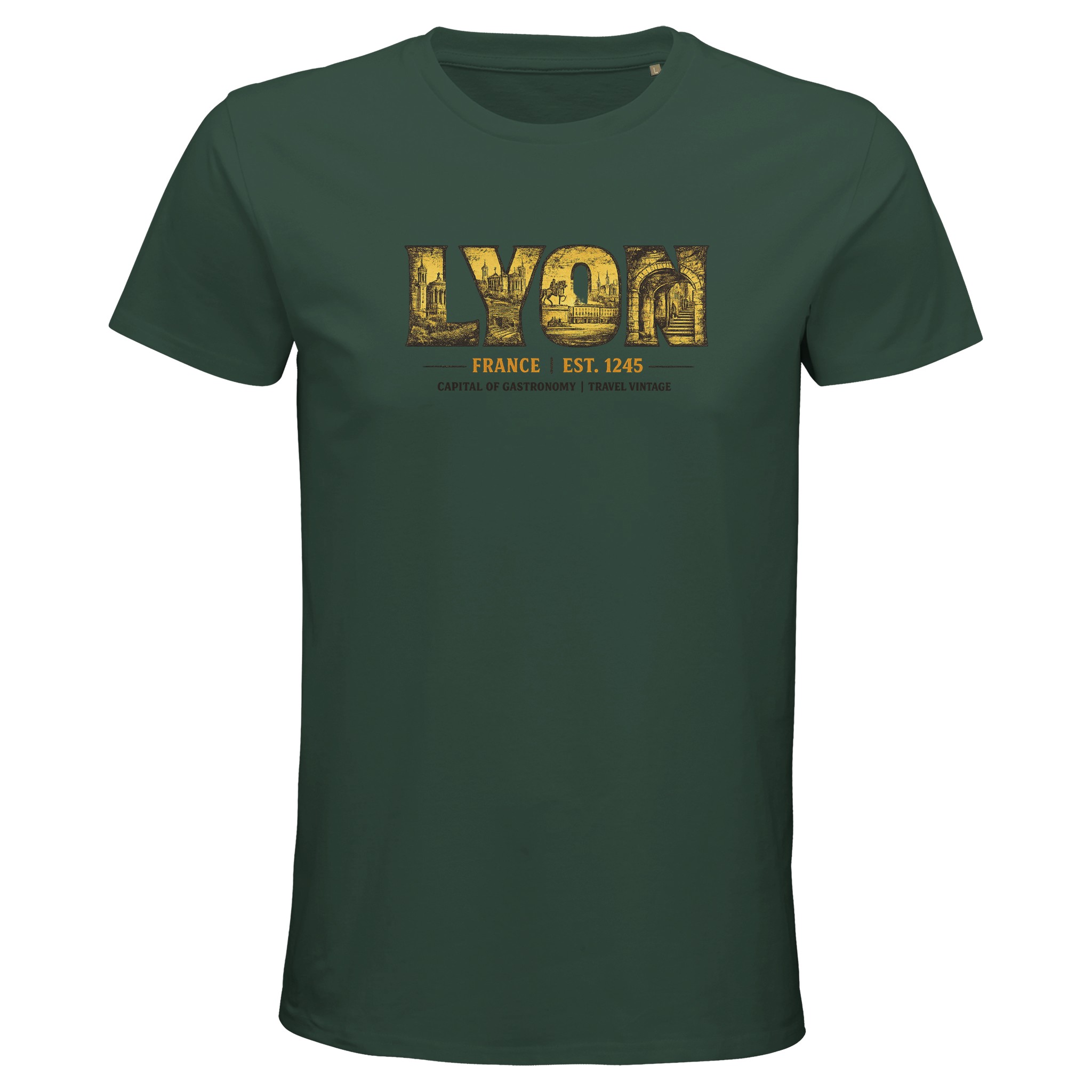 T-shirt Lyon homme bio ajusté ville et gastronomie T-shirt Lyon homme bio ajusté ville et gastronomie