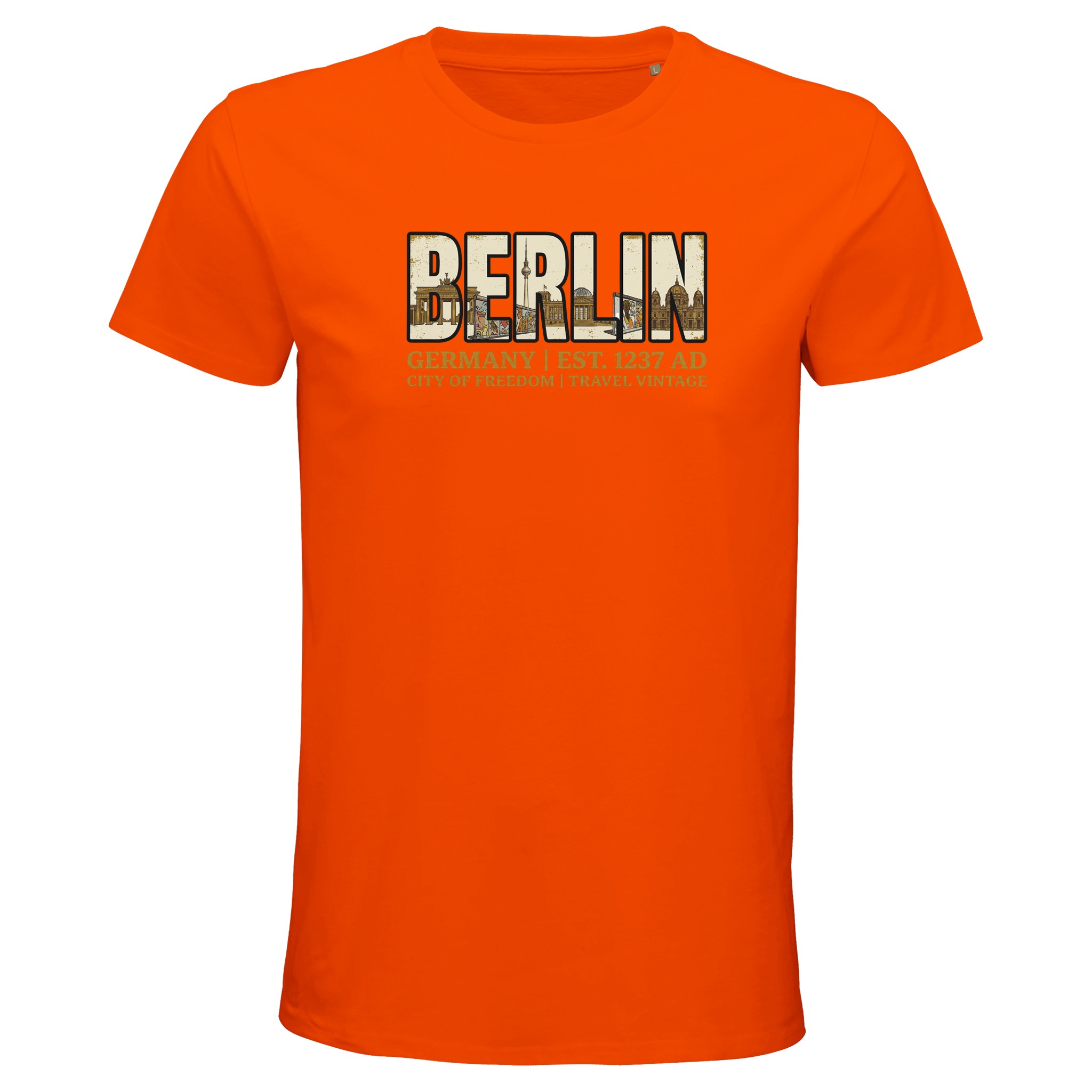 T-shirt Berlin homme bio ajusté ville de liberté T-shirt Berlin homme bio ajusté ville de liberté, coloris Orange