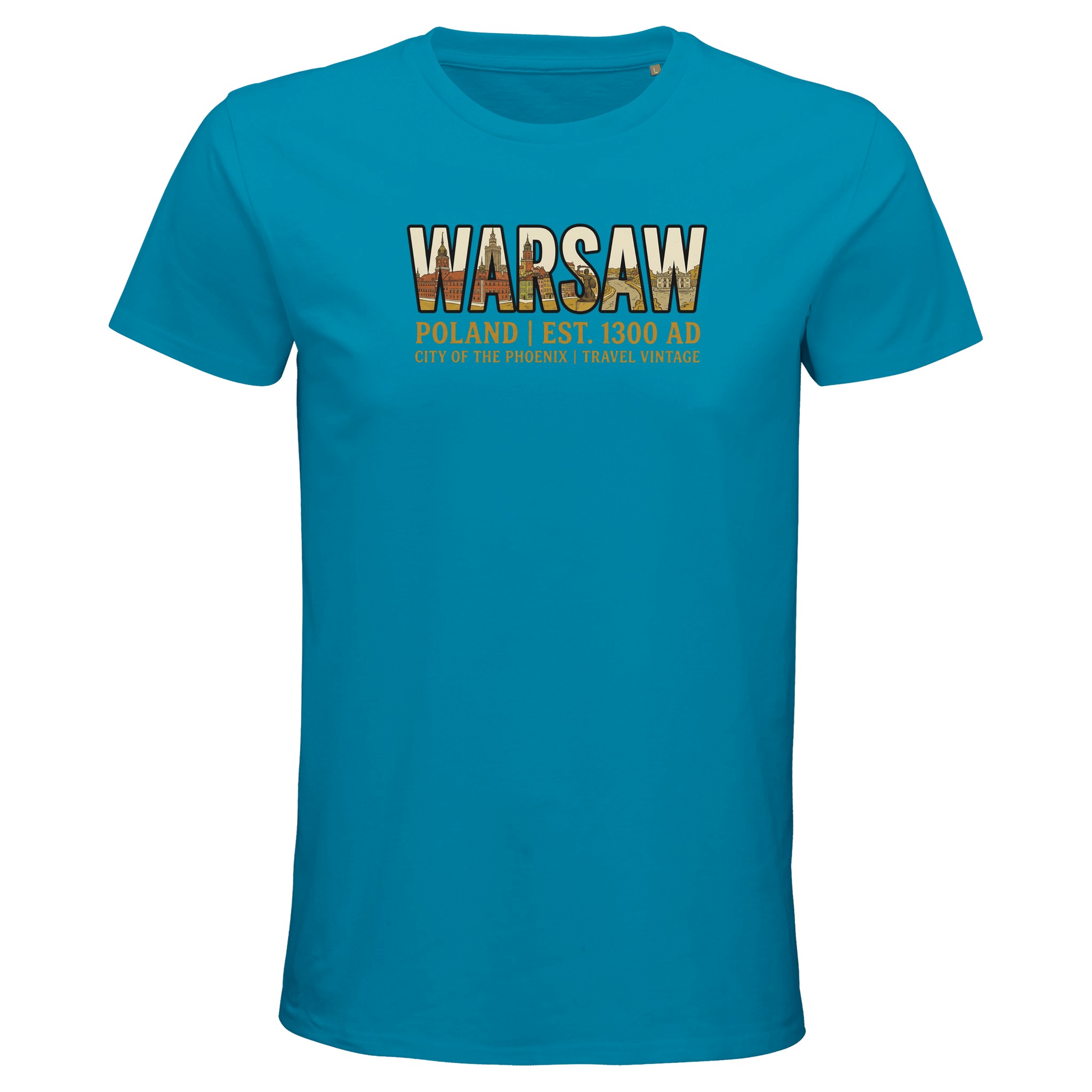 T-shirt Varsovie homme bio ajusté coton naturel T-shirt Varsovie homme bio ajusté coton naturel, coloris Aqua