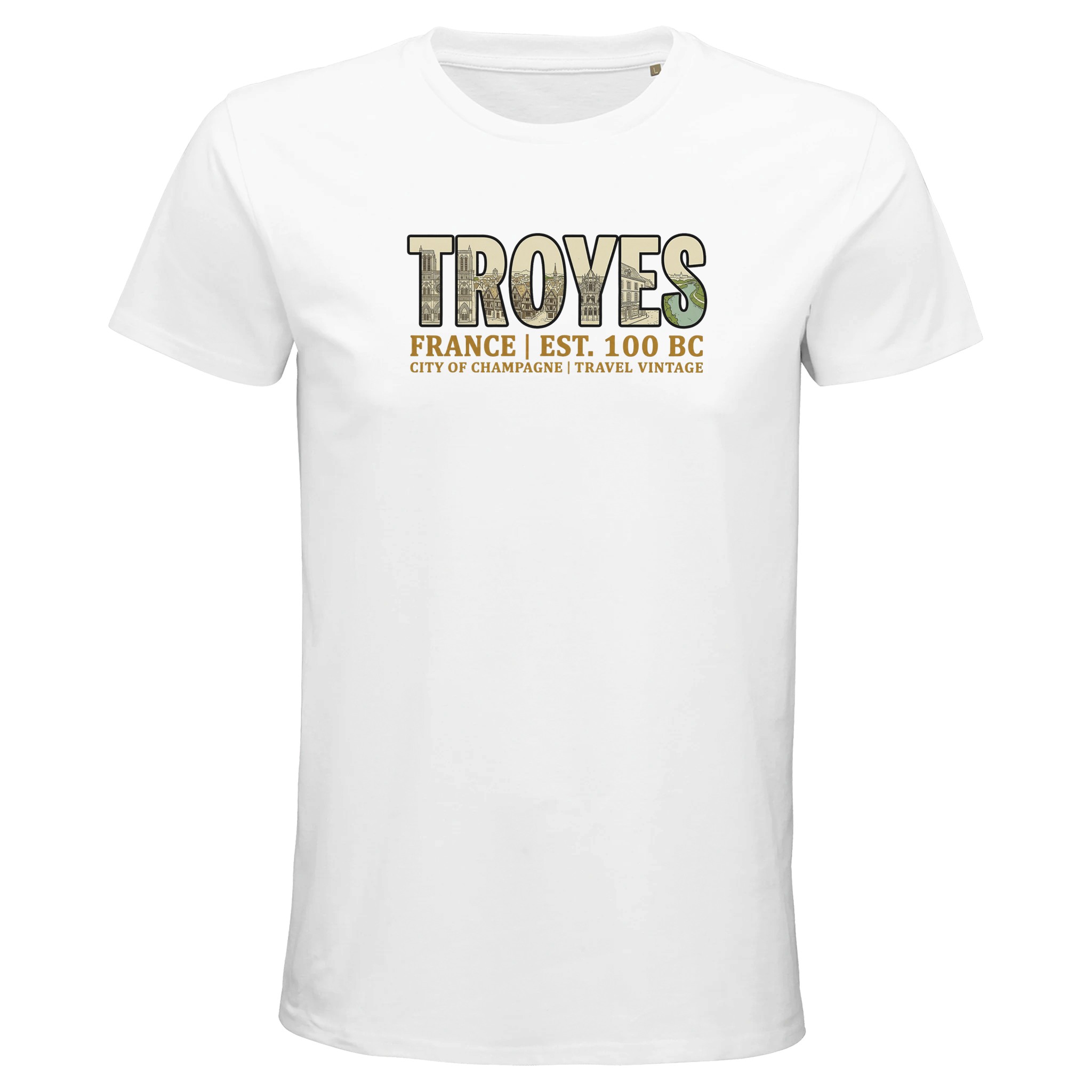 T-shirt Troyes homme bio ajusté ville champagne T-shirt Troyes homme bio ajusté ville champagne
