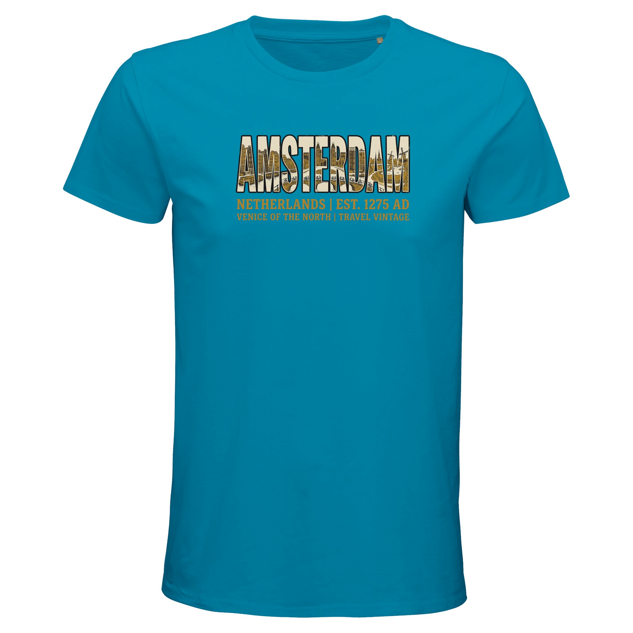 T-shirt Amsterdam homme bio ajusté T-shirt Amsterdam homme bio ajusté, coloris Aqua