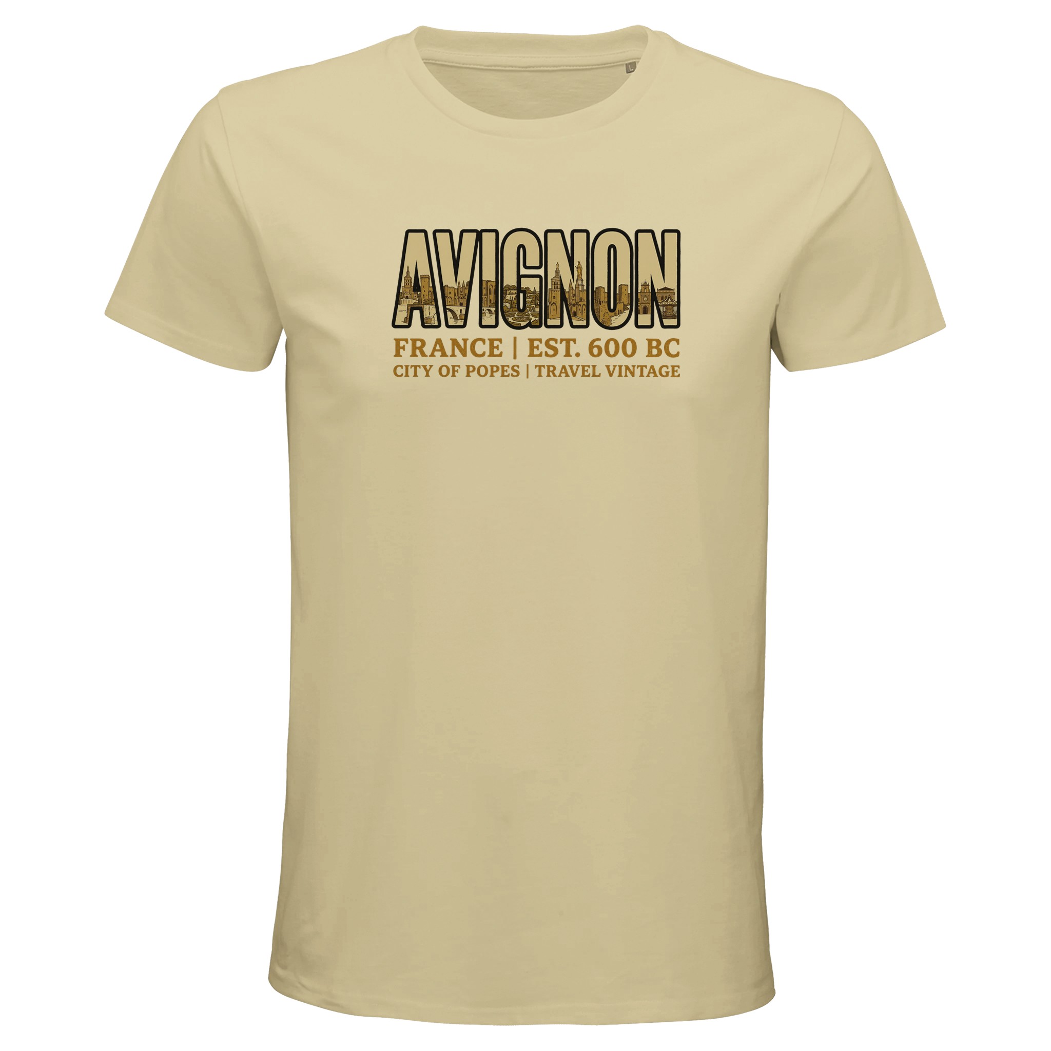 T-shirt Avignon homme bio ajusté ville vintage T-shirt Avignon homme bio ajusté ville vintage
