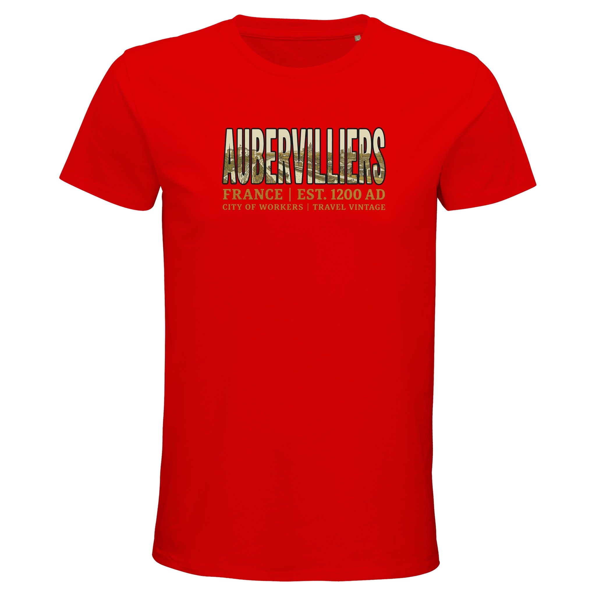 T-shirt Aubervilliers homme bio ajusté ville française T-shirt Aubervilliers homme bio ajusté ville française