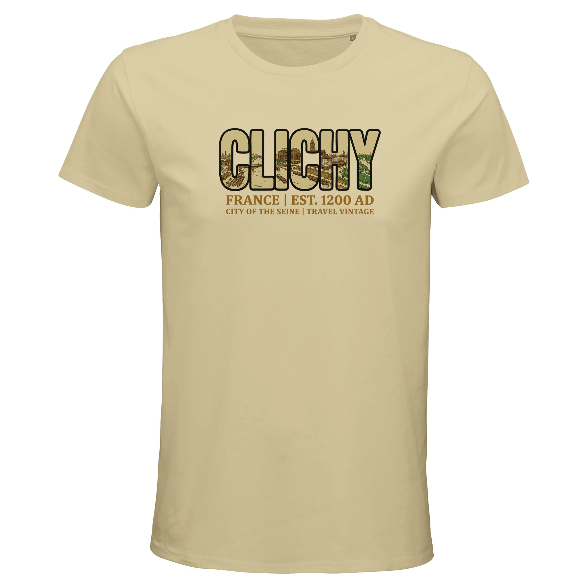 T-shirt Clichy homme bio ajusté ville vintage T-shirt Clichy homme bio ajusté ville vintage