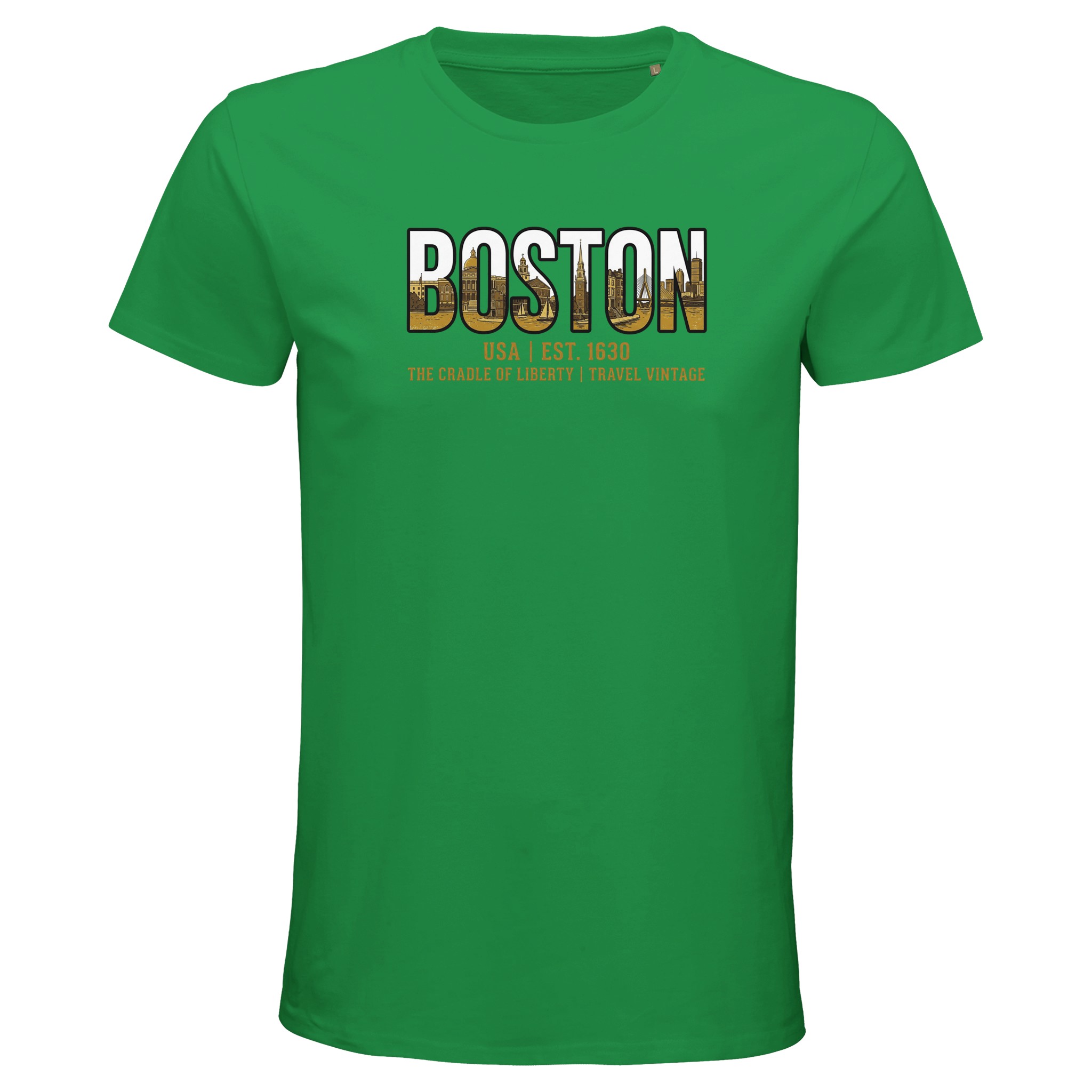 T-shirt Boston homme bio ajusté coton premium T-shirt Boston homme bio ajusté coton premium, coloris Kelly Vert