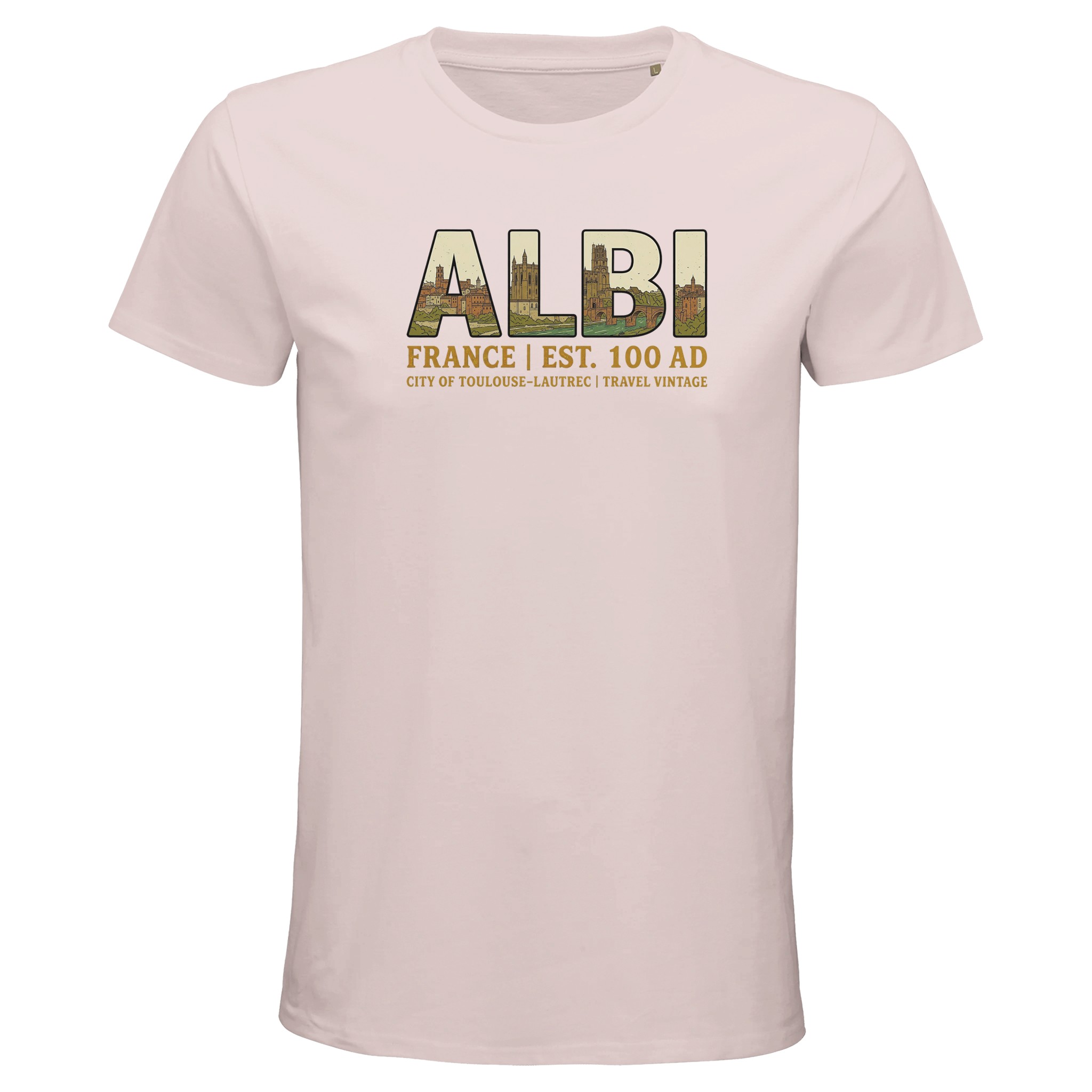 T-shirt Albi homme bio ajusté ville rose du Tarn T-shirt Albi homme bio ajusté ville rose du Tarn