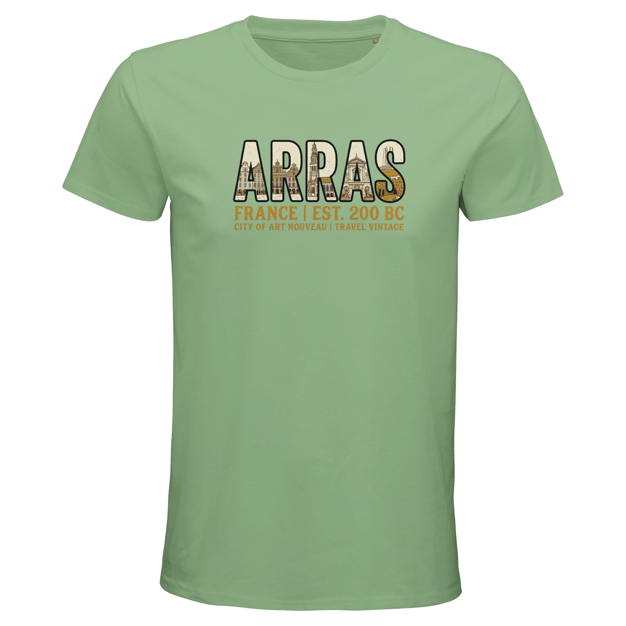 T-shirt Arras homme bio ajusté ville vintage T-shirt Arras homme bio ajusté ville vintage