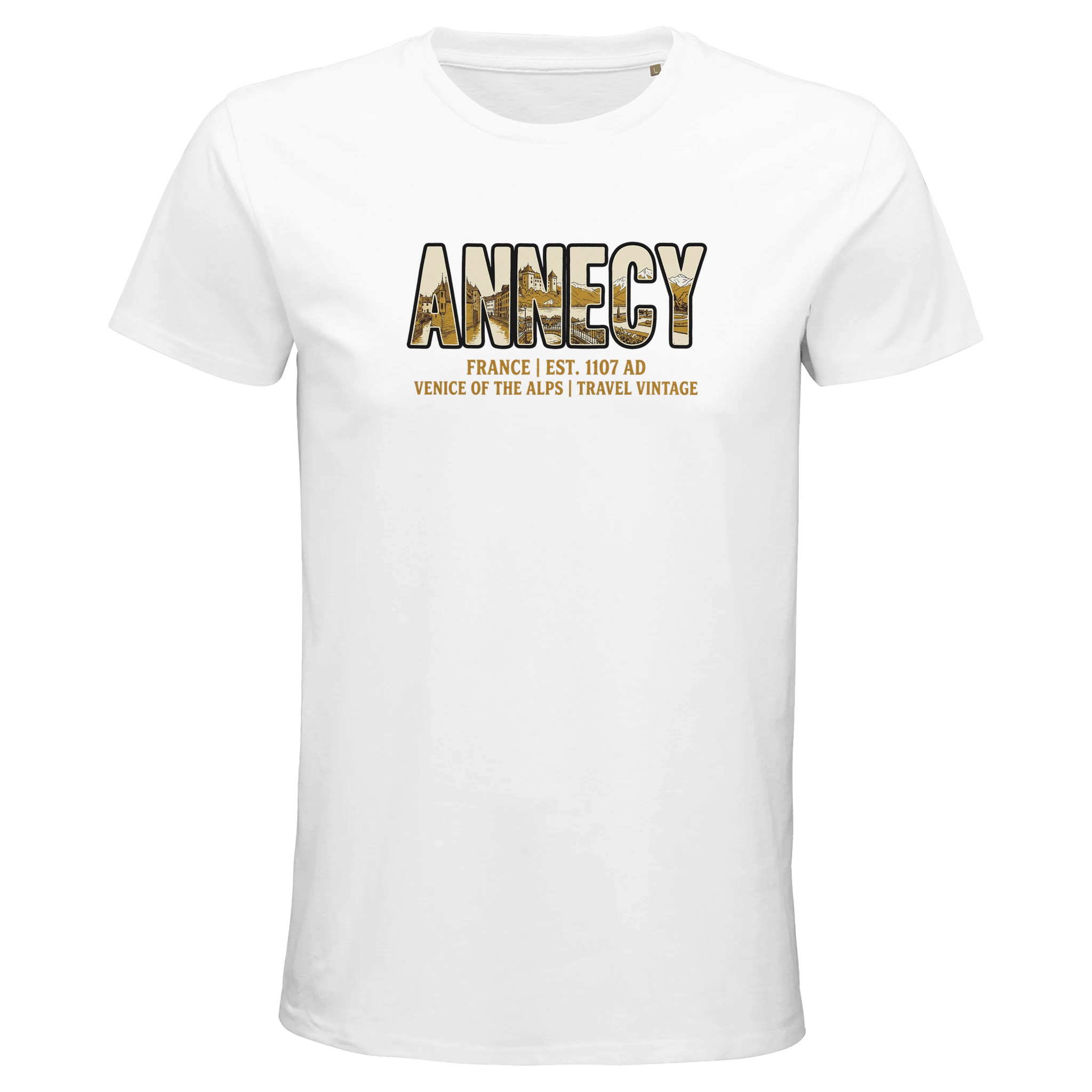 T-shirt Annecy homme bio ajusté ville des Alpes T-shirt Annecy homme bio ajusté ville des Alpes