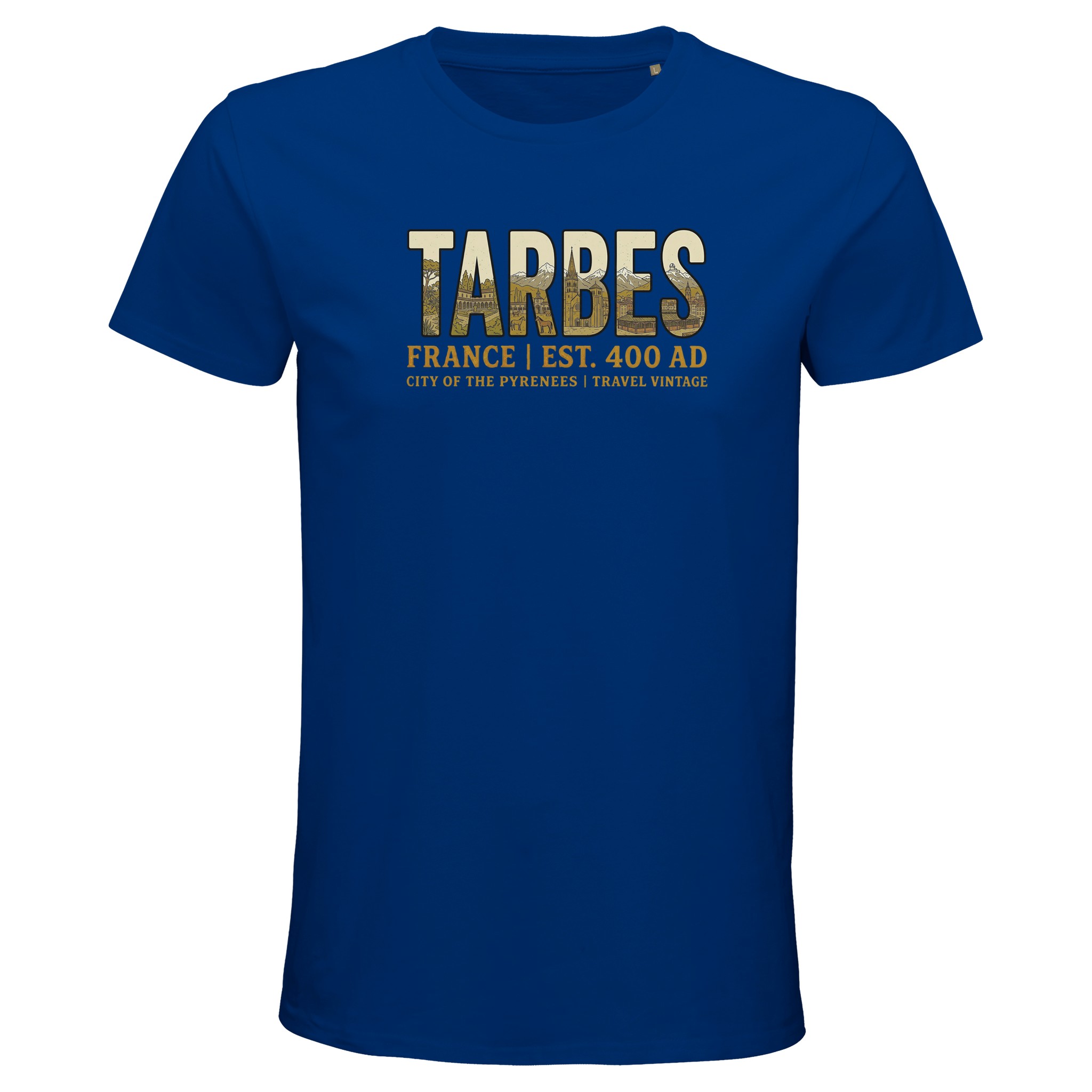 T-shirt Tarbes homme bio ajusté pyrénées vintage T-shirt Tarbes homme bio ajusté pyrénées vintage