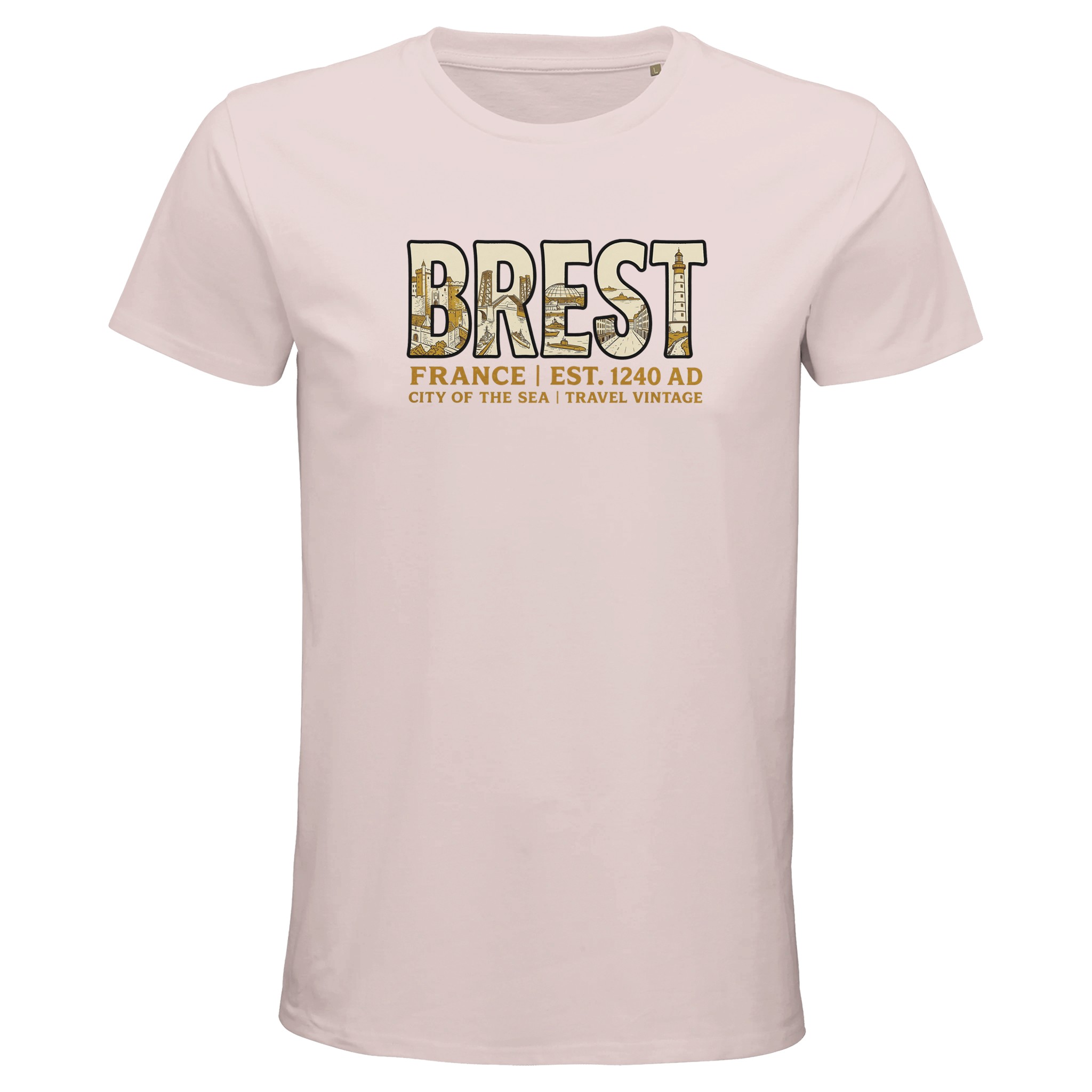 T-shirt Brest homme bio ajusté ville maritime T-shirt Brest homme bio ajusté ville maritime
