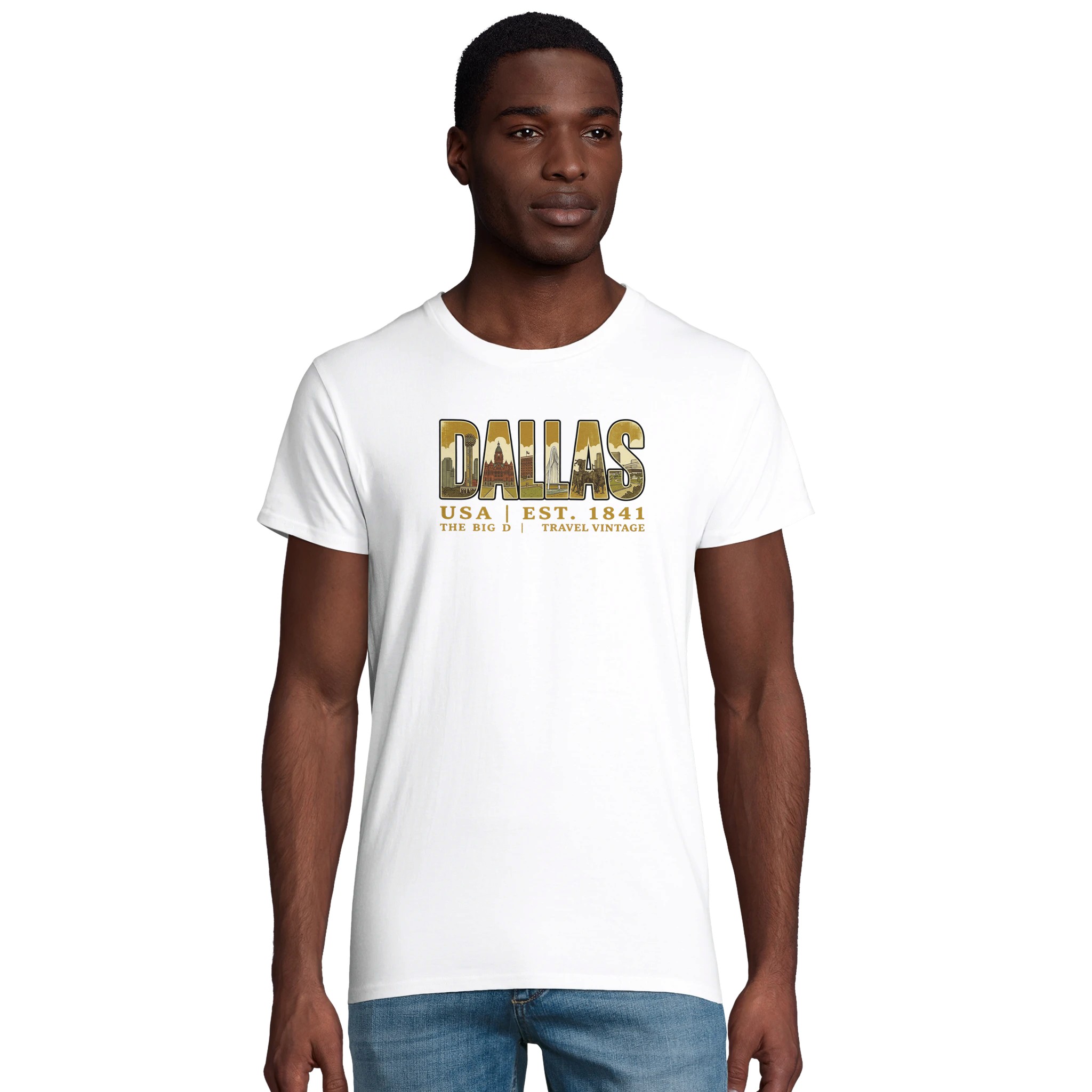 T-shirt Dallas homme bio ajusté Big D vintage T-shirt Dallas homme bio ajusté Big D vintage