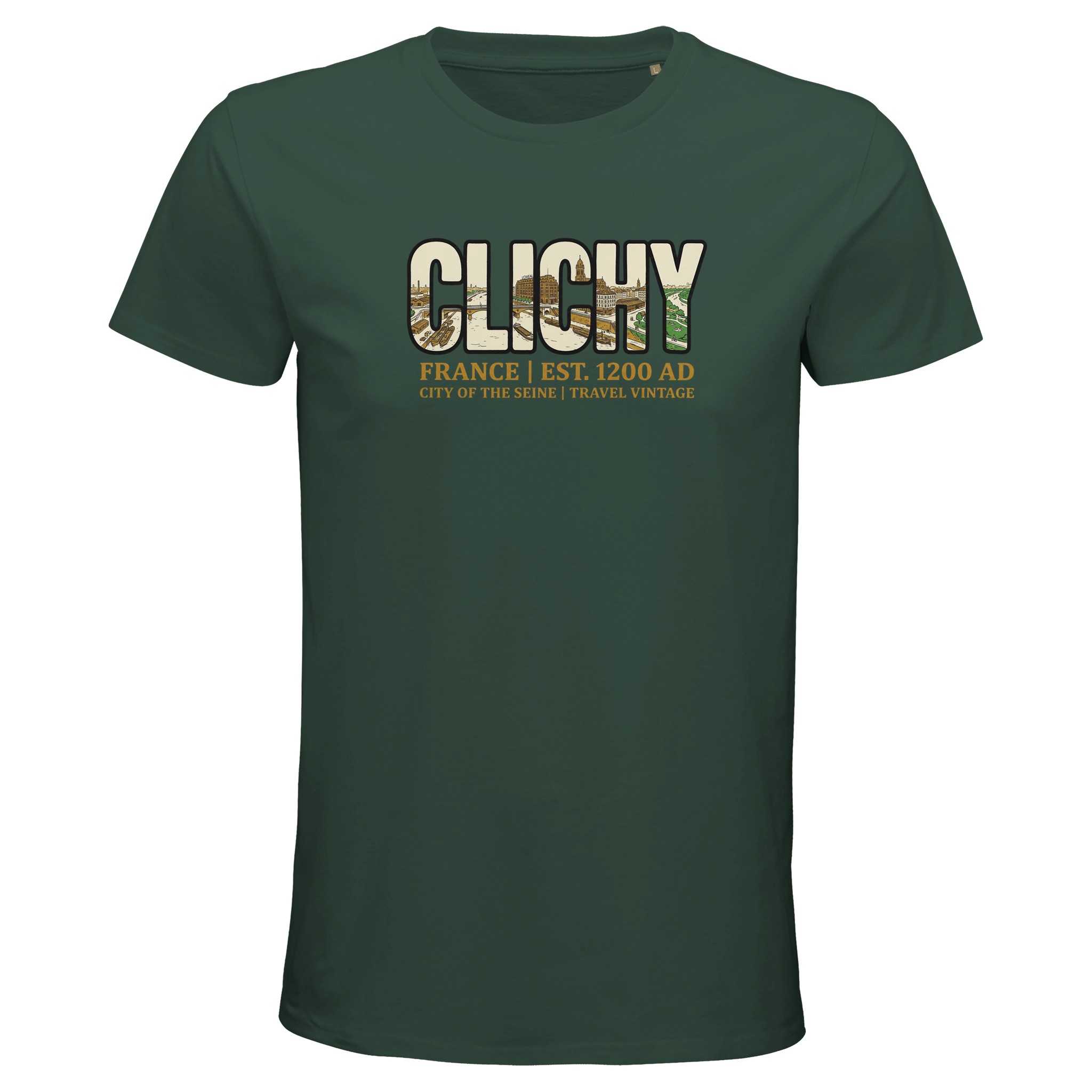 T-shirt Clichy homme bio ajusté ville vintage T-shirt Clichy homme bio ajusté ville vintage