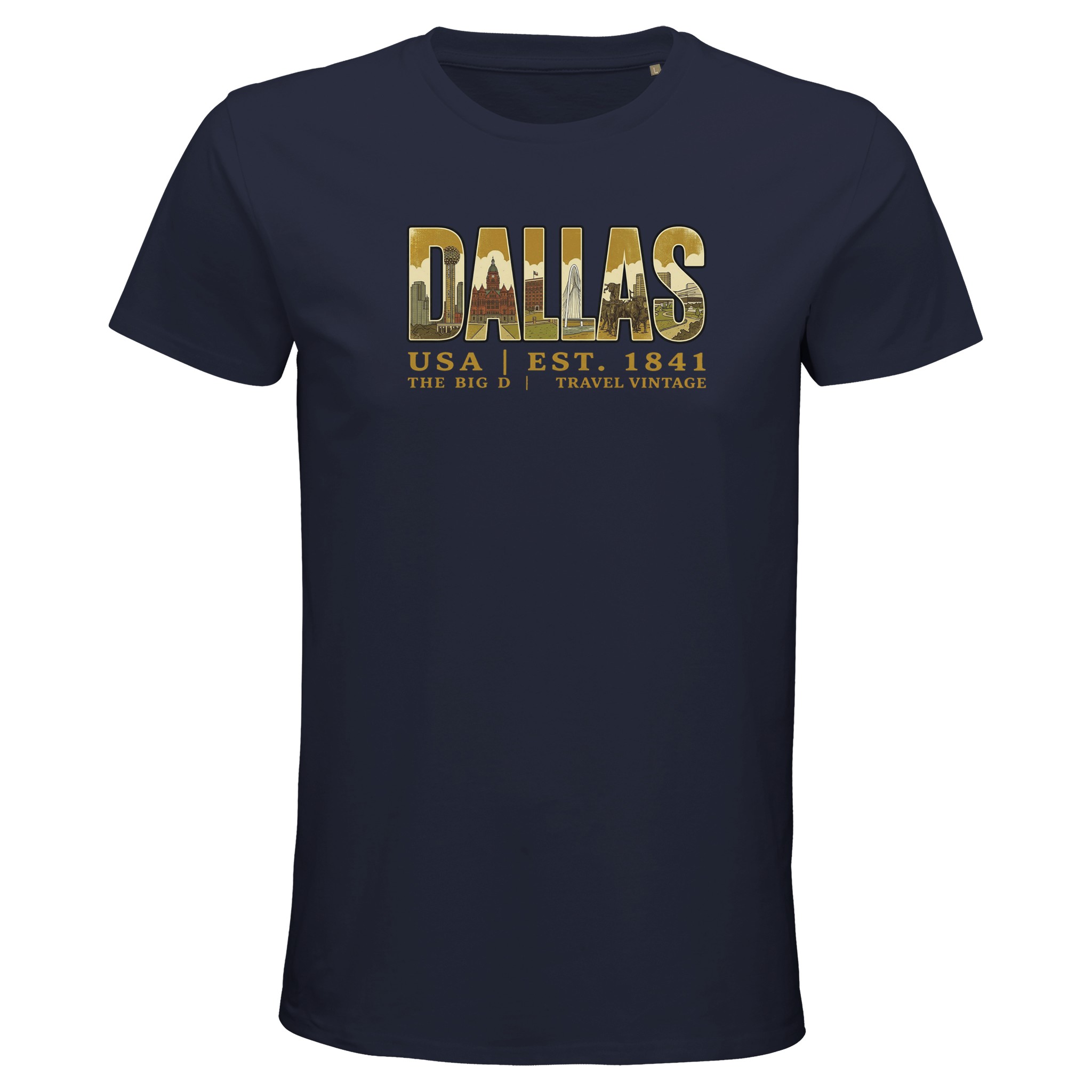 T-shirt Dallas homme bio ajusté Big D vintage T-shirt Dallas homme bio ajusté Big D vintage