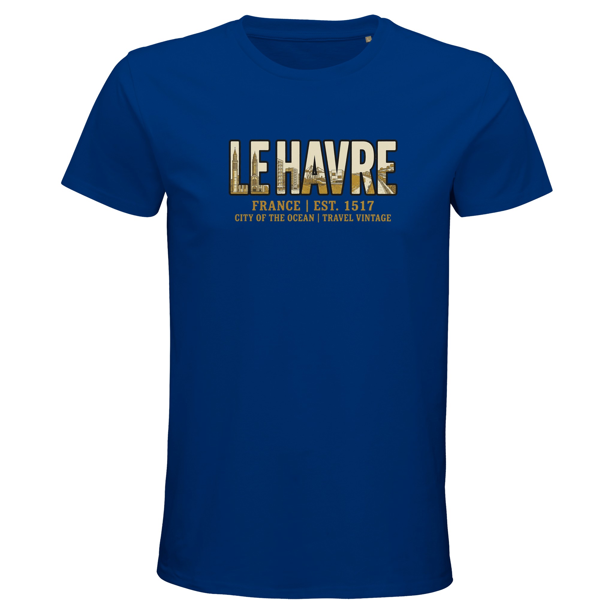 T-shirt Le Havre homme bio ajusté ville vintage T-shirt Le Havre homme bio ajusté ville vintage