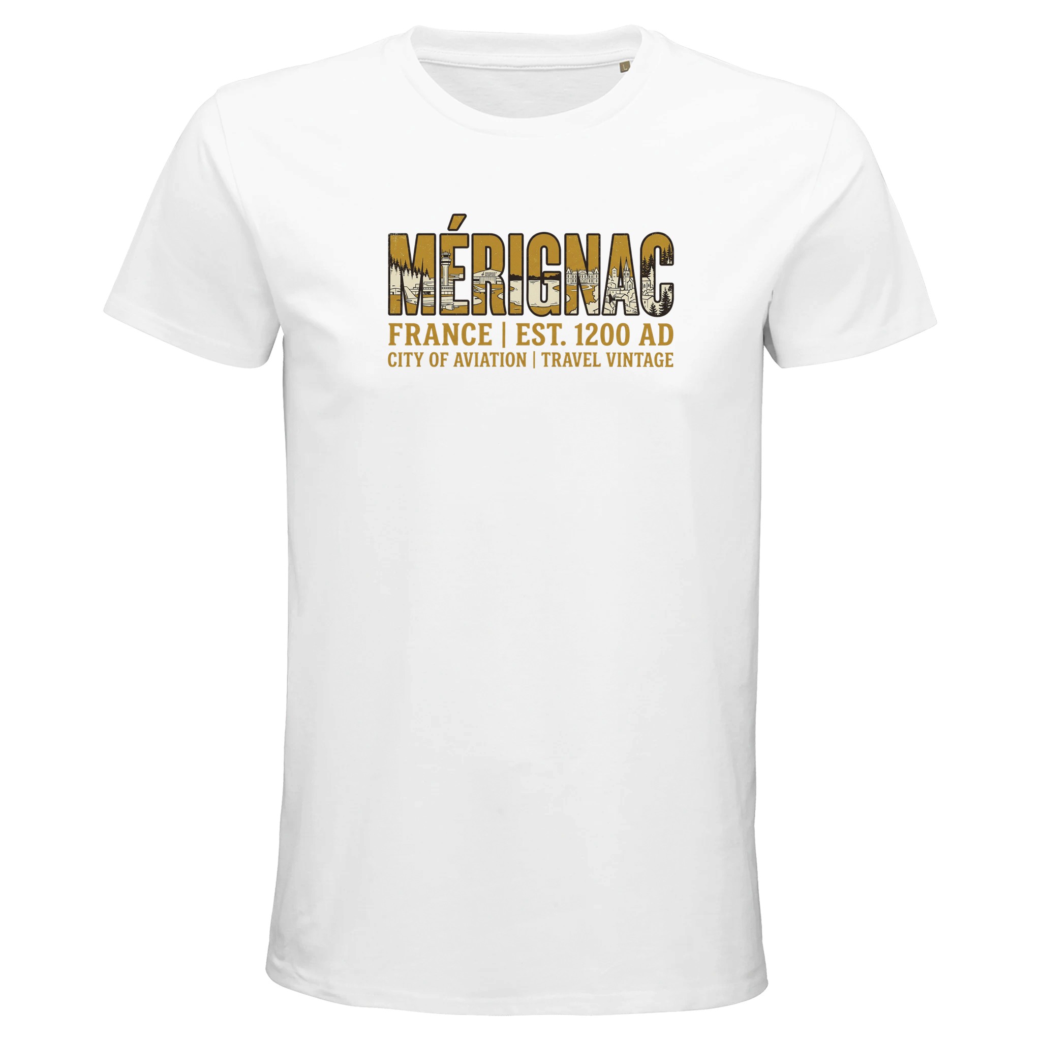 T-shirt Mérignac homme bio ajusté ville aviation T-shirt Mérignac homme bio ajusté ville aviation
