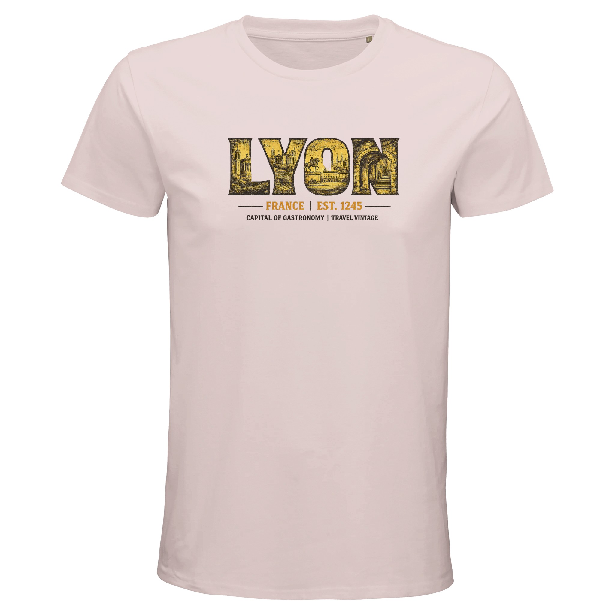 T-shirt Lyon homme bio ajusté ville et gastronomie T-shirt Lyon homme bio ajusté ville et gastronomie