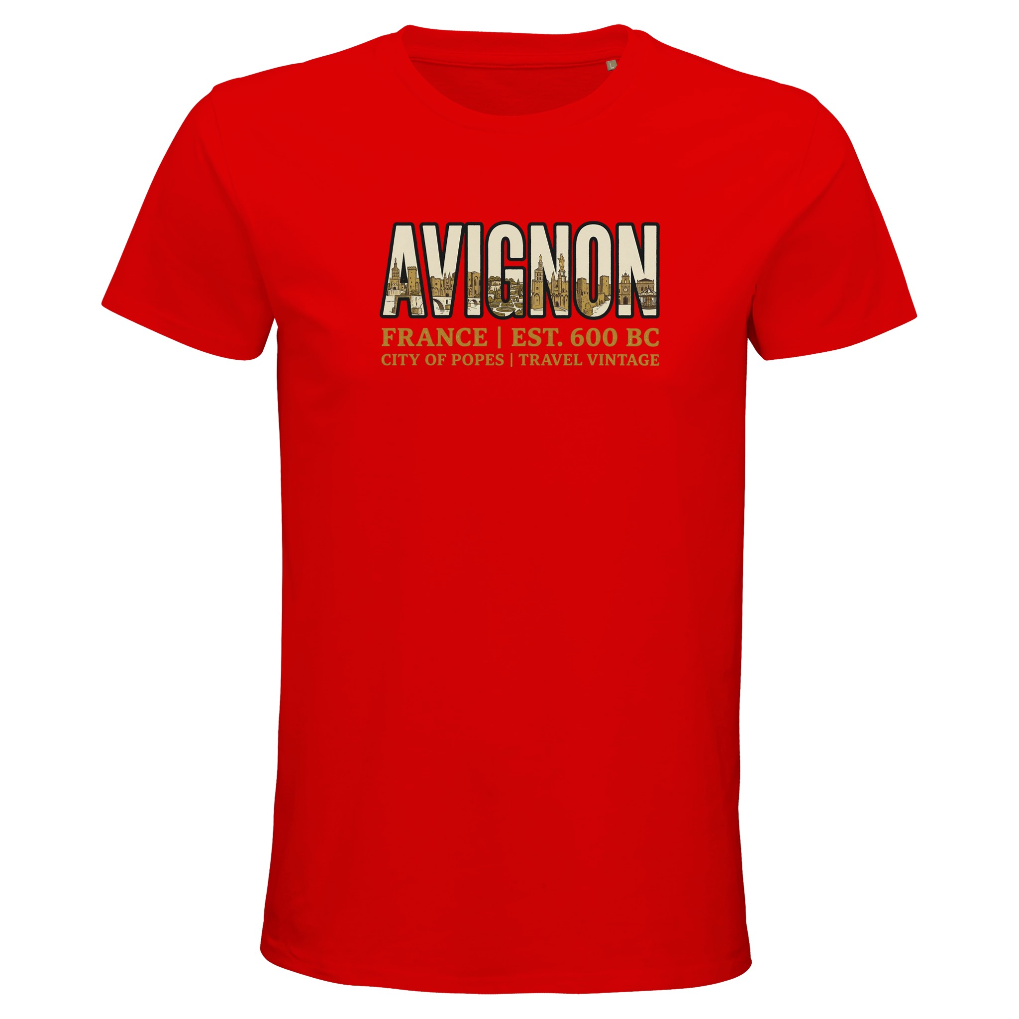 T-shirt Avignon homme bio ajusté ville vintage T-shirt Avignon homme bio ajusté ville vintage
