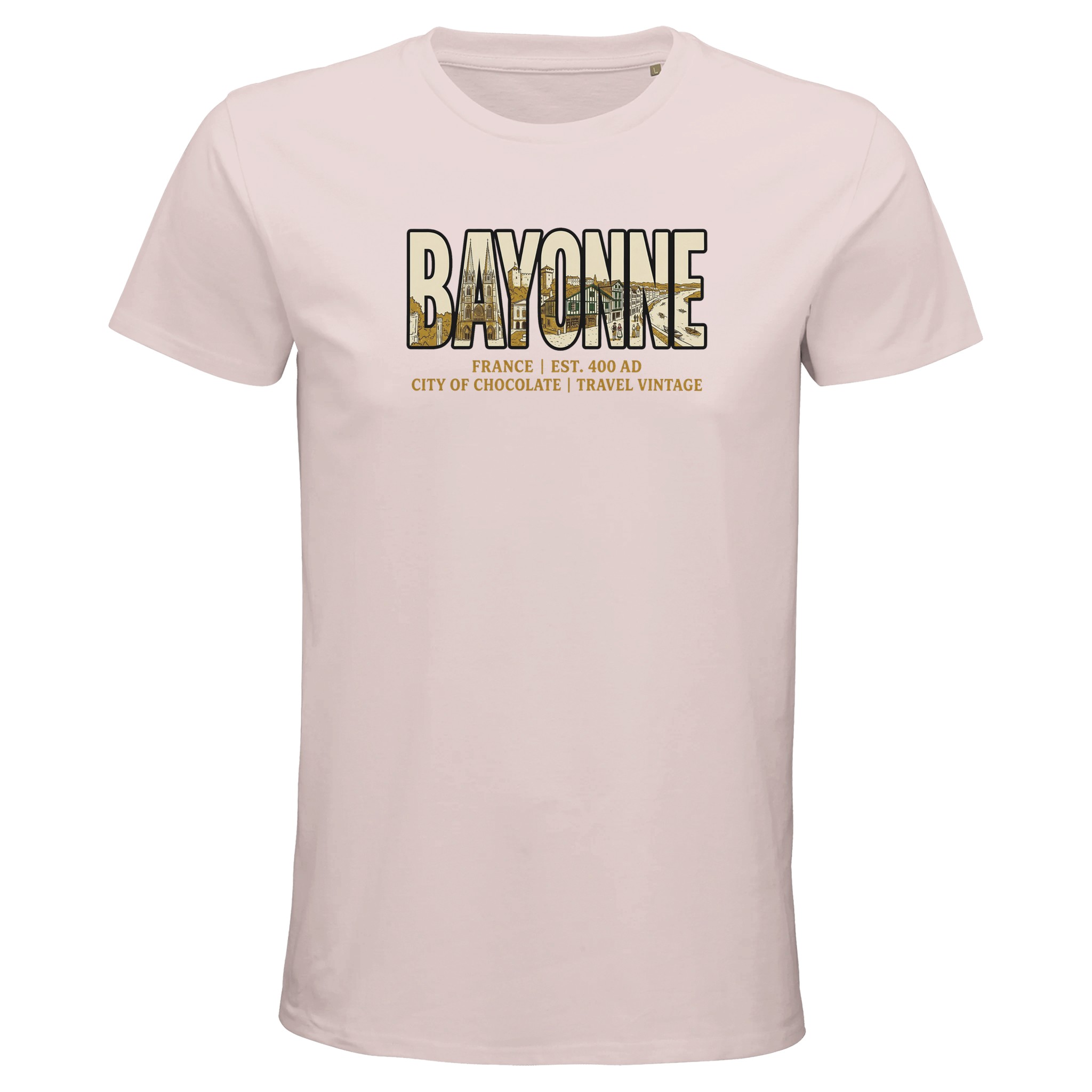 T-shirt Bayonne homme bio ajusté ville de chocolat T-shirt Bayonne homme bio ajusté ville de chocolat