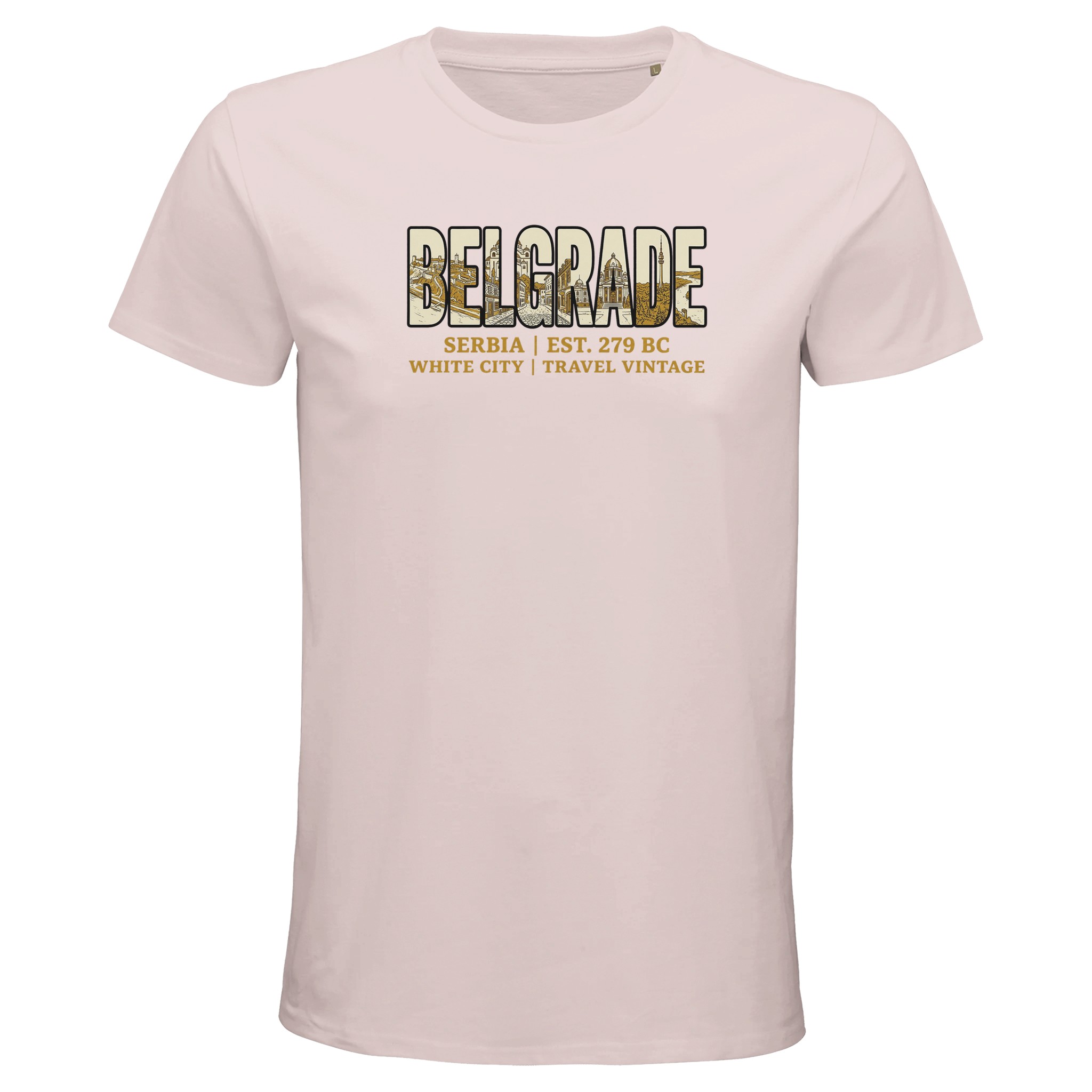 T-shirt Belgrade homme bio ajusté blanc T-shirt Belgrade homme bio ajusté blanc, coloris Pale Pink