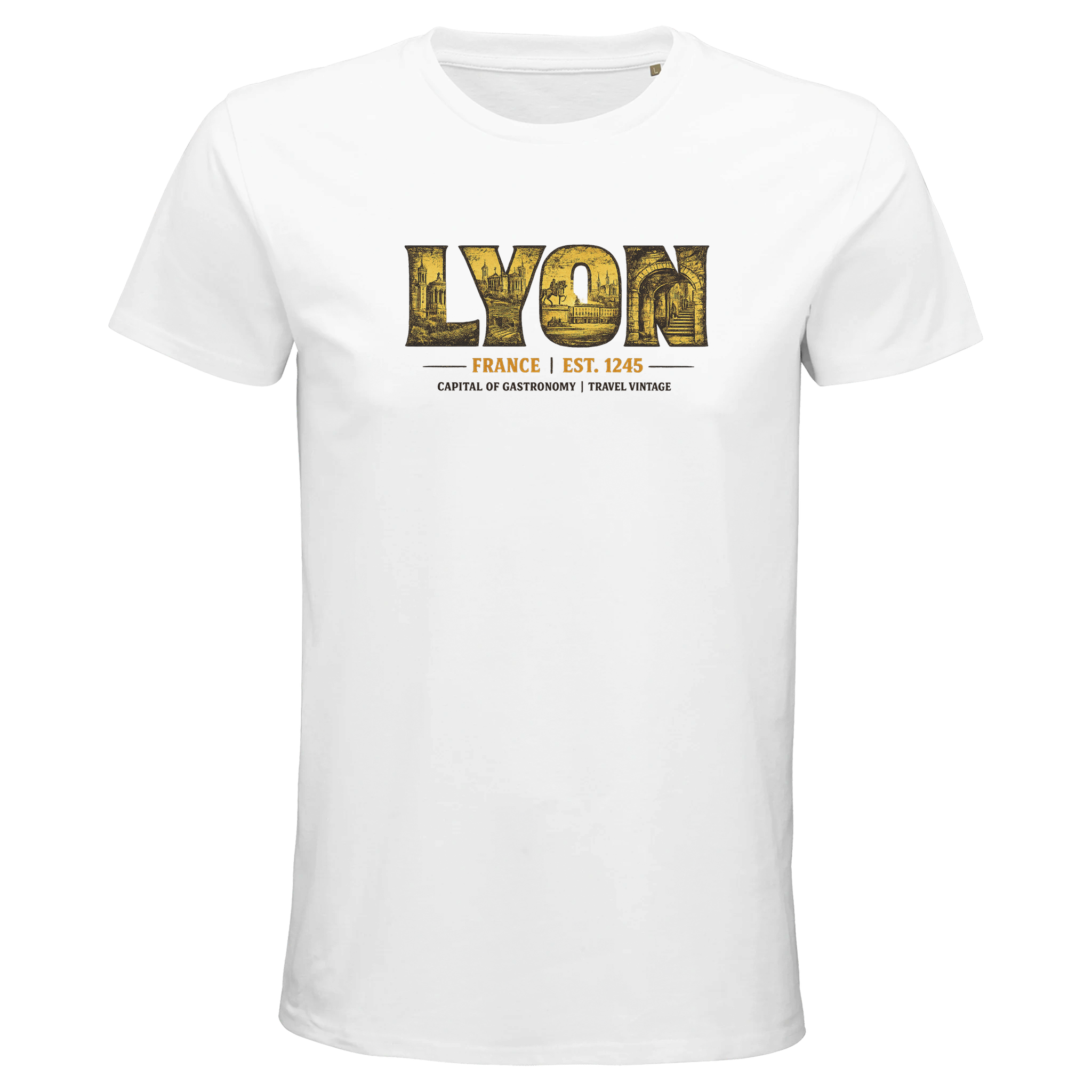 T-shirt Lyon homme bio ajusté ville et gastronomie T-shirt Lyon homme bio ajusté ville et gastronomie