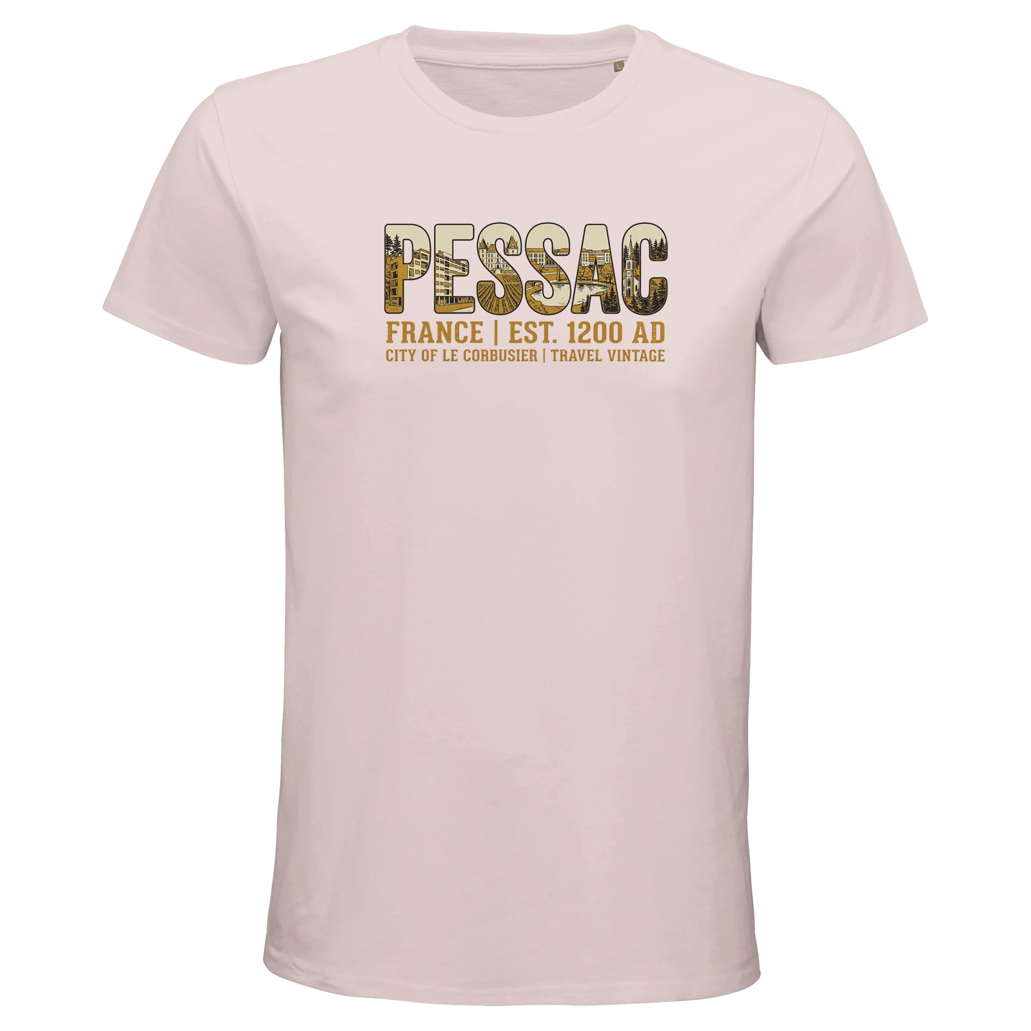 T-shirt Pessac homme bio ajusté ville française T-shirt Pessac homme bio ajusté ville française