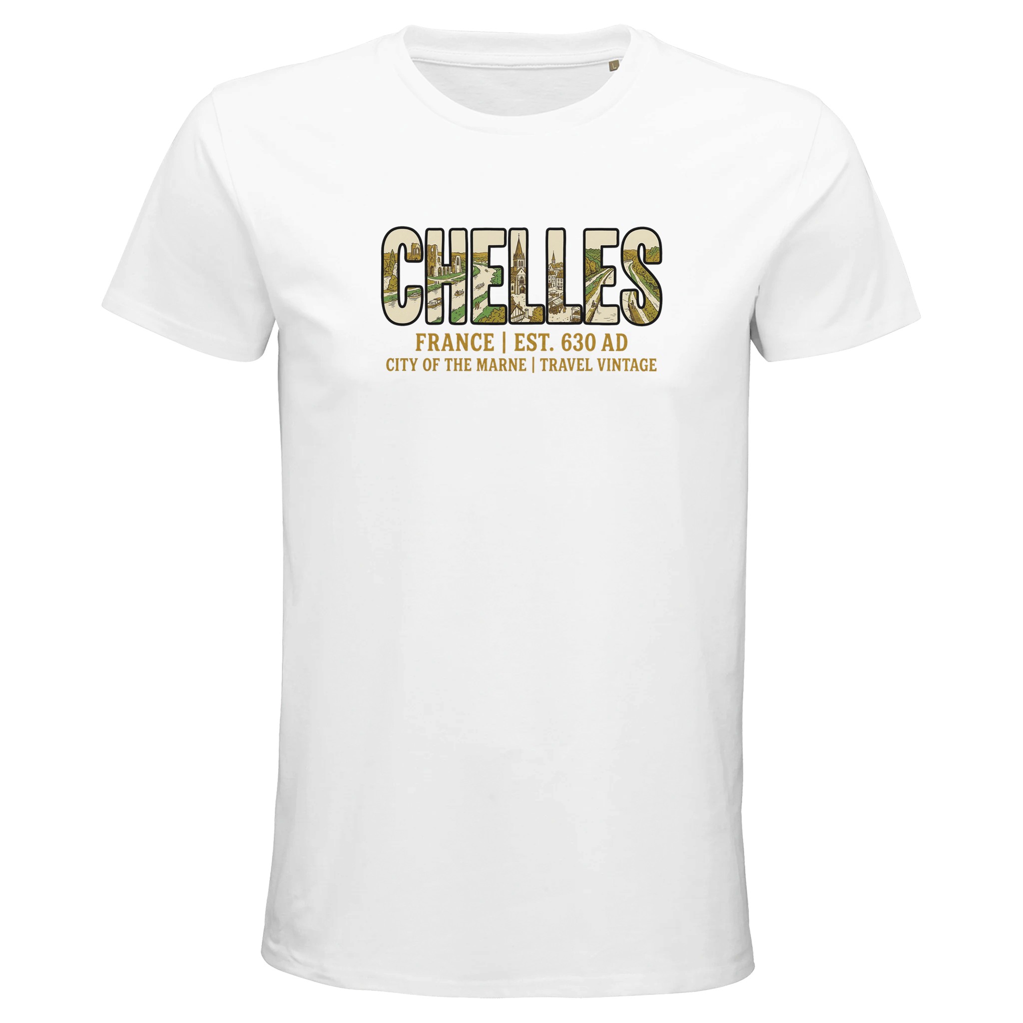 T-shirt Chelles homme bio ajusté ville vintage T-shirt Chelles homme bio ajusté ville vintage