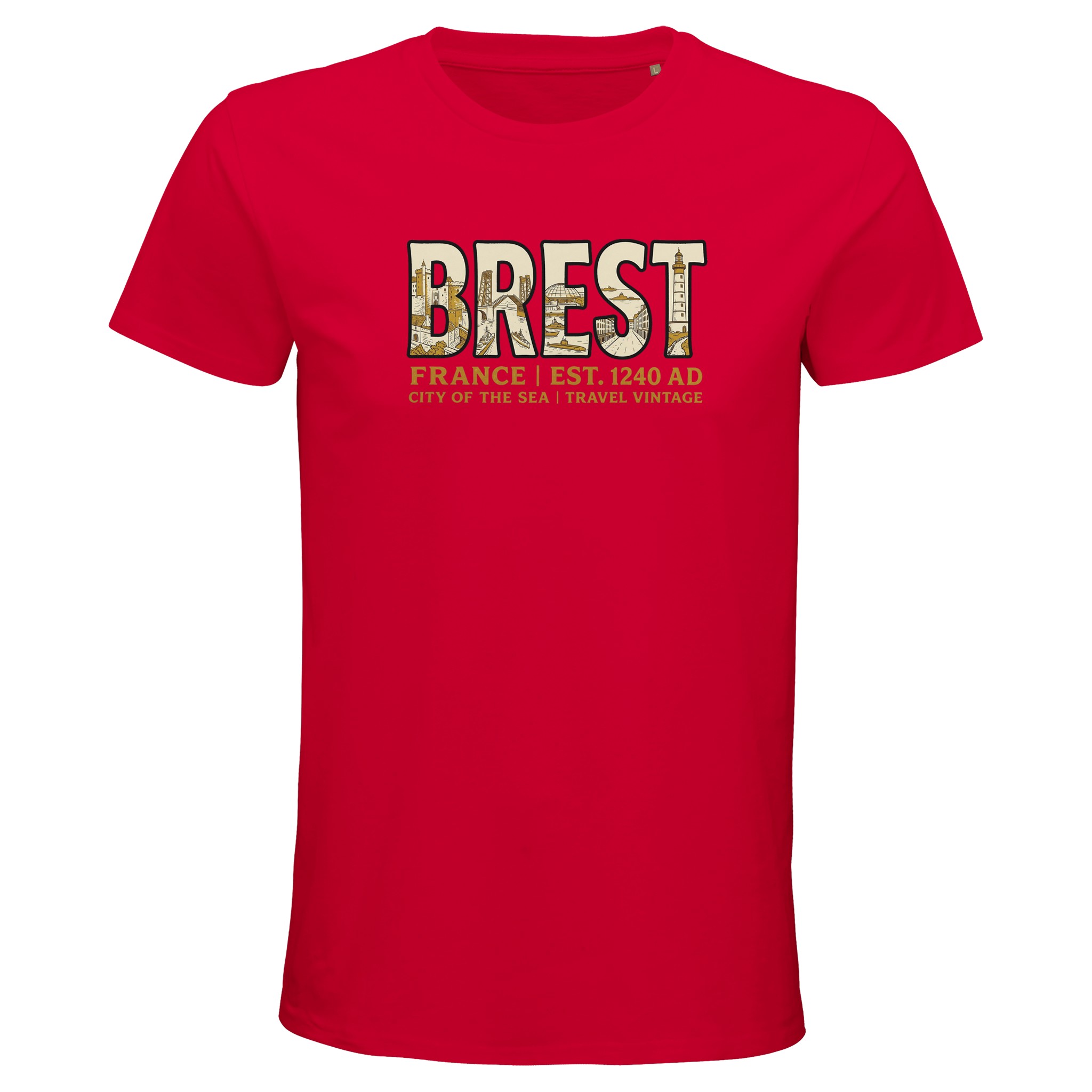 T-shirt Brest homme bio ajusté ville maritime T-shirt Brest homme bio ajusté ville maritime