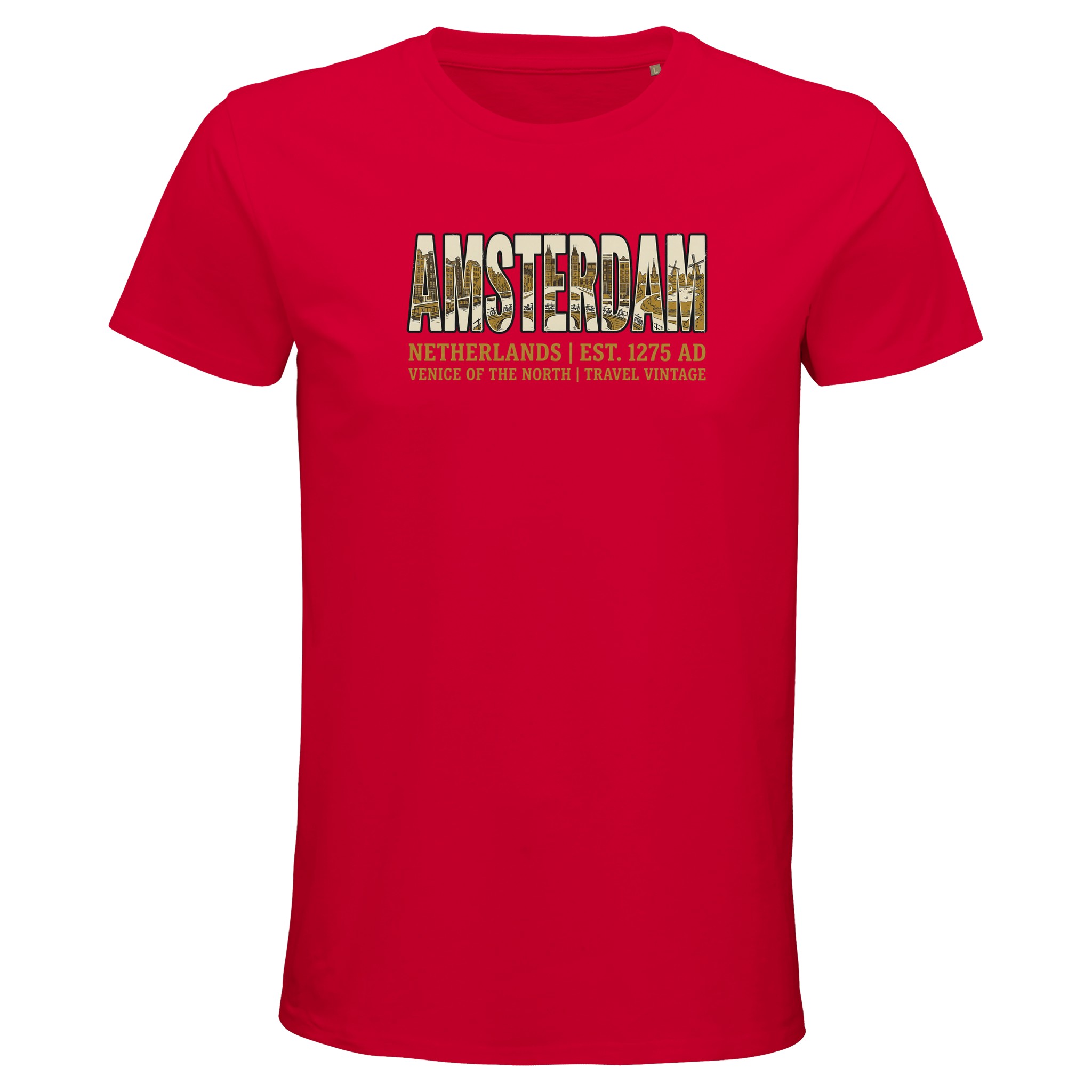 T-shirt Amsterdam homme bio ajusté T-shirt Amsterdam homme bio ajusté, coloris Rouge