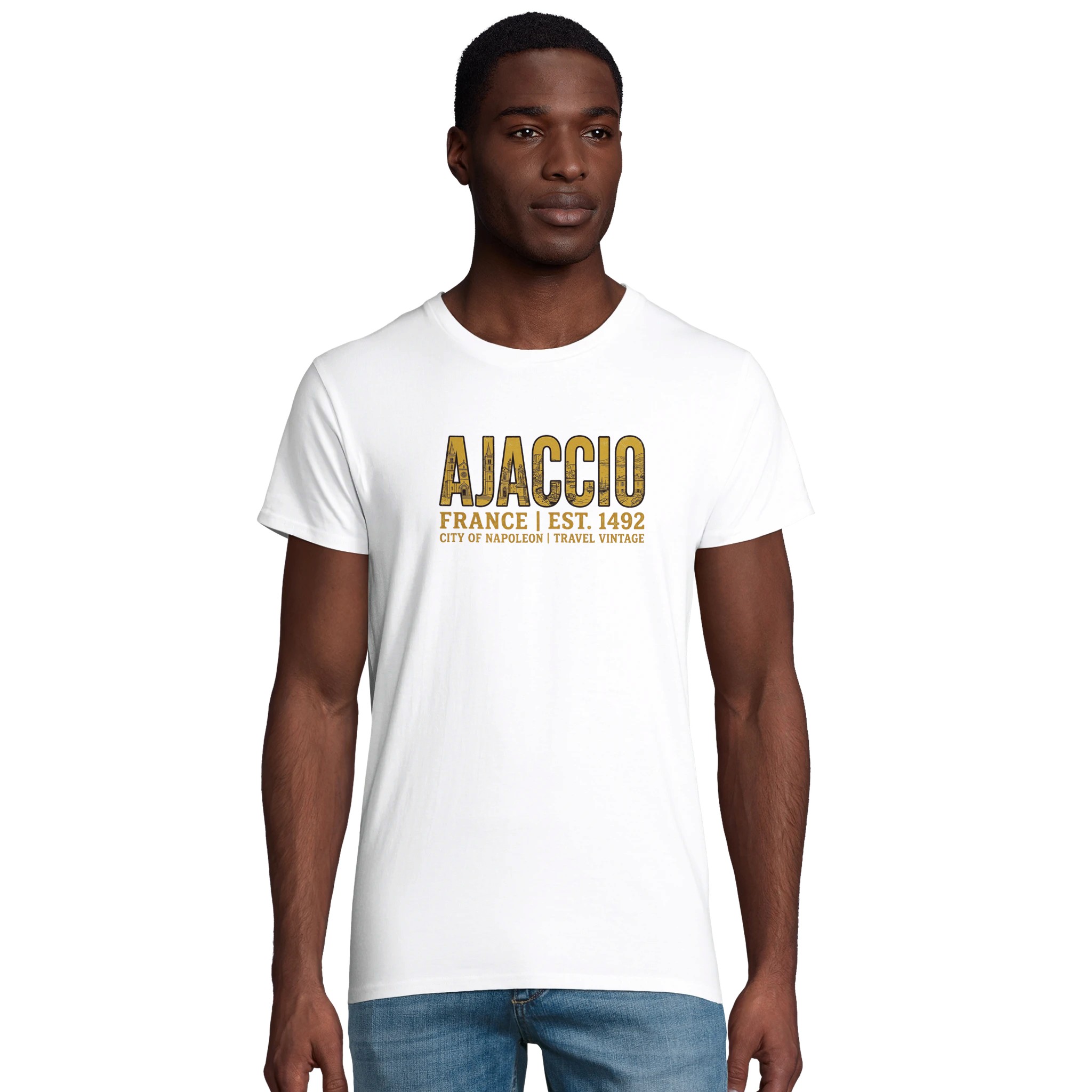 T-shirt Ajaccio homme bio ajusté ville Corse T-shirt Ajaccio homme bio ajusté ville Corse