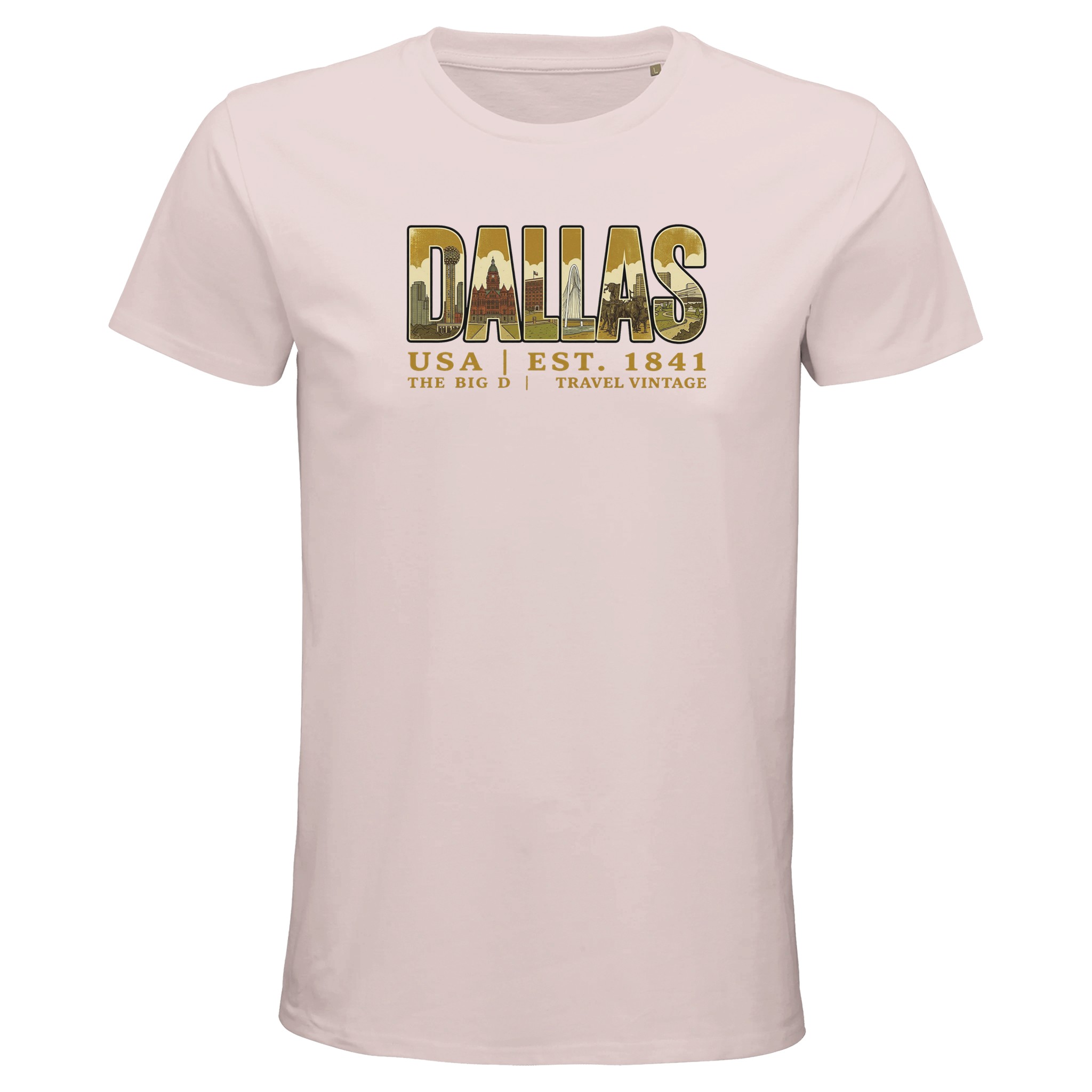 T-shirt Dallas homme bio ajusté Big D vintage T-shirt Dallas homme bio ajusté Big D vintage