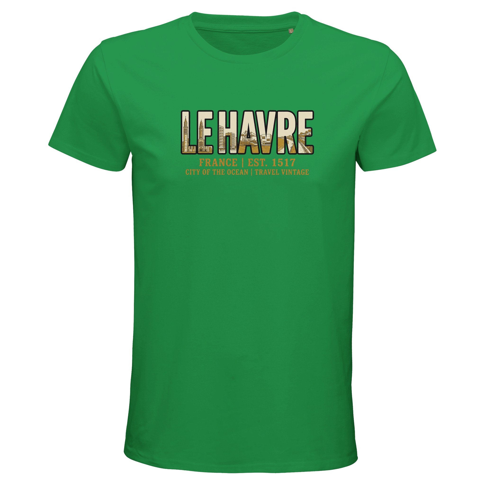 T-shirt Le Havre homme bio ajusté ville vintage T-shirt Le Havre homme bio ajusté ville vintage