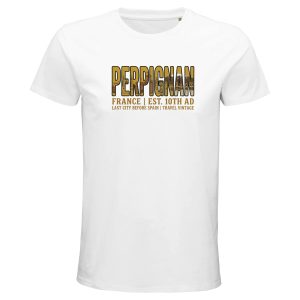T-shirt Perpignan homme bio ajusté ville vintage T-shirt Perpignan homme bio ajusté ville vintage