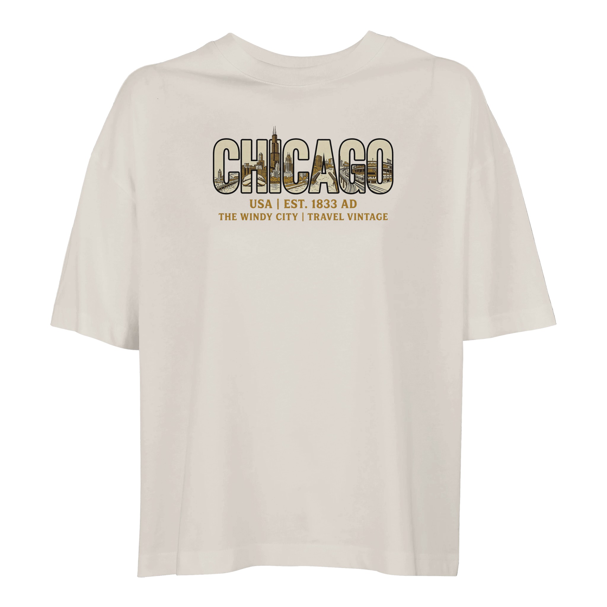 T-shirt Chicago femme ample coton en conversion bio T-shirt Chicago femme ample coton en conversion bio, coloris Off White