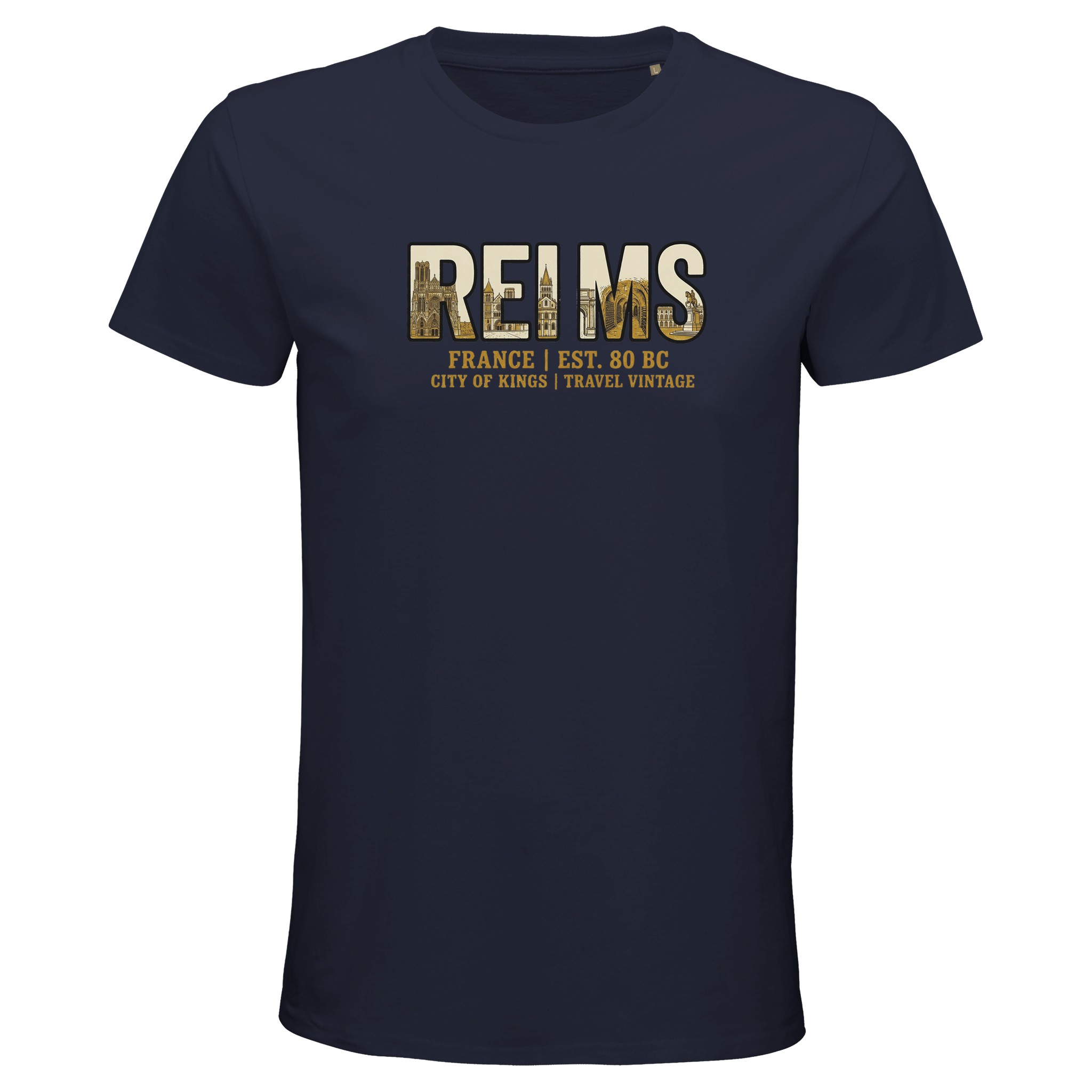 T-shirt Reims homme bio ajusté ville historique T-shirt Reims homme bio ajusté ville historique